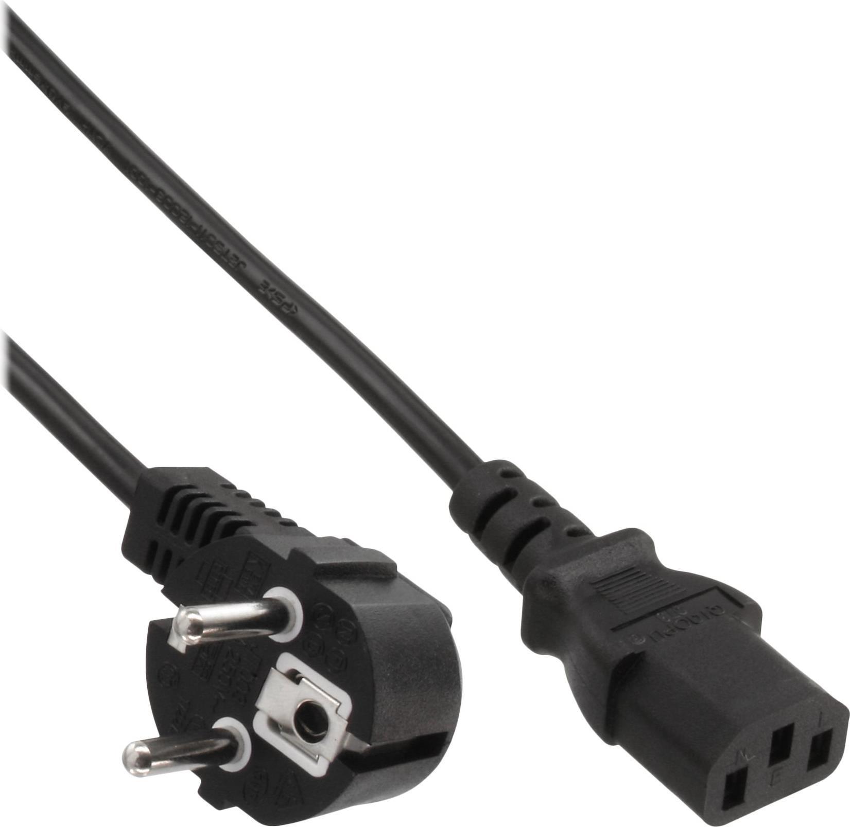 InLine - cavo di alimentazione - CEE 7/7 (S) ad angolo secondo IEC 60320 C13 - 10 m - nero (confezione da 45) (B-16647E)