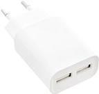 Caricatore USB DUO - Alimentatore 2 volte - 100-240 V a 5 V-2,1 A - bianco