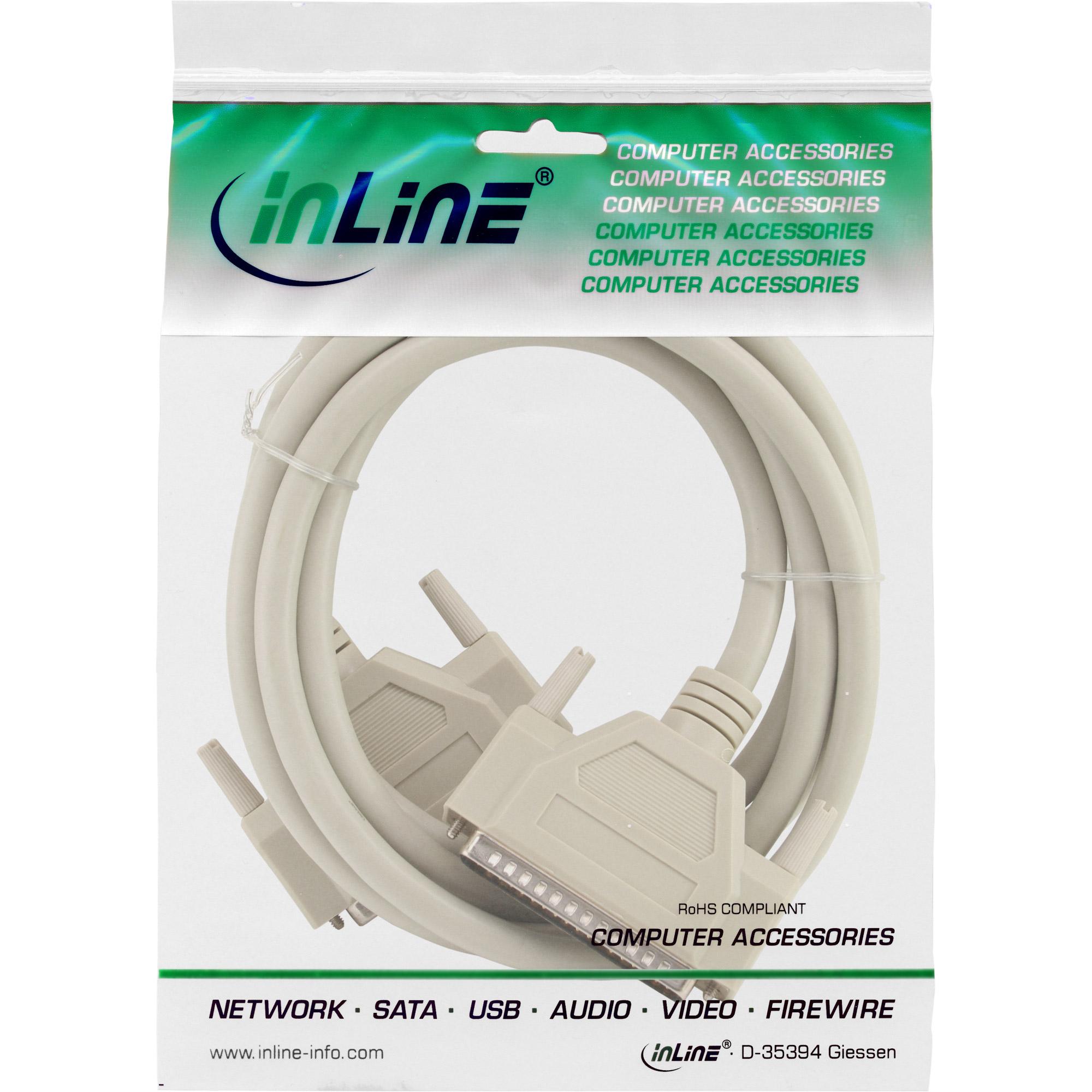INLINE - Cavo seriale - Da DB-37 (M) a DB-37 (M) - 1 m - sagomato - beige