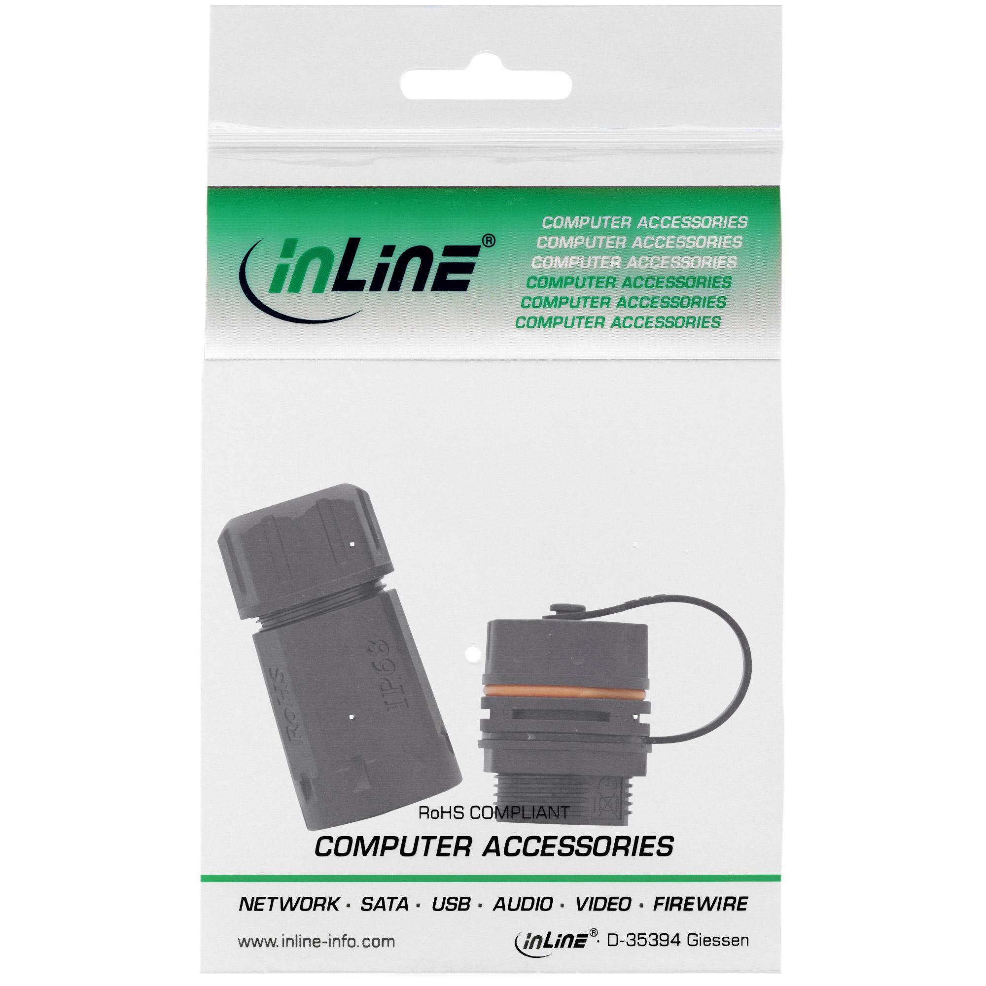 Accoppiatore cavo patch Cat.6A - impermeabile IP68 - 2x prese RJ45 - schermato