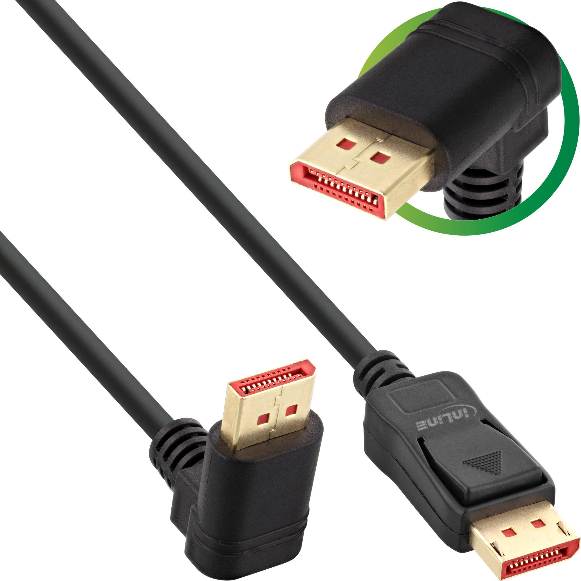 Inline - cavo DisplayPort - DisplayPort (M) angolato fino a DisplayPort (M) dritto - DisplayPort 1.4 - 2 m - 8K Supporto - Black
