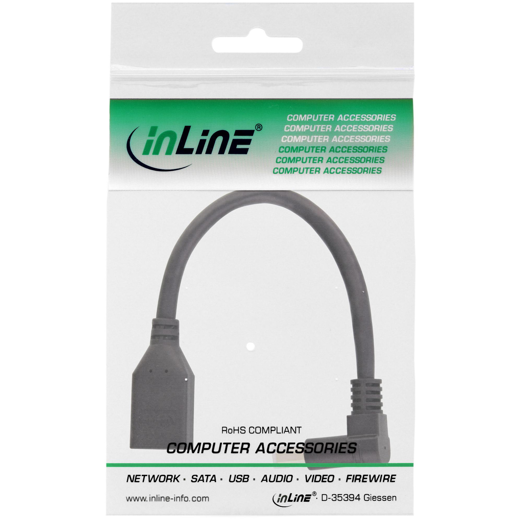 Inline - Adattatore DisplayPort - DisplayPort (W) in particolare fino a DisplayPort (M) angolato verso il basso - DisplayPort 1