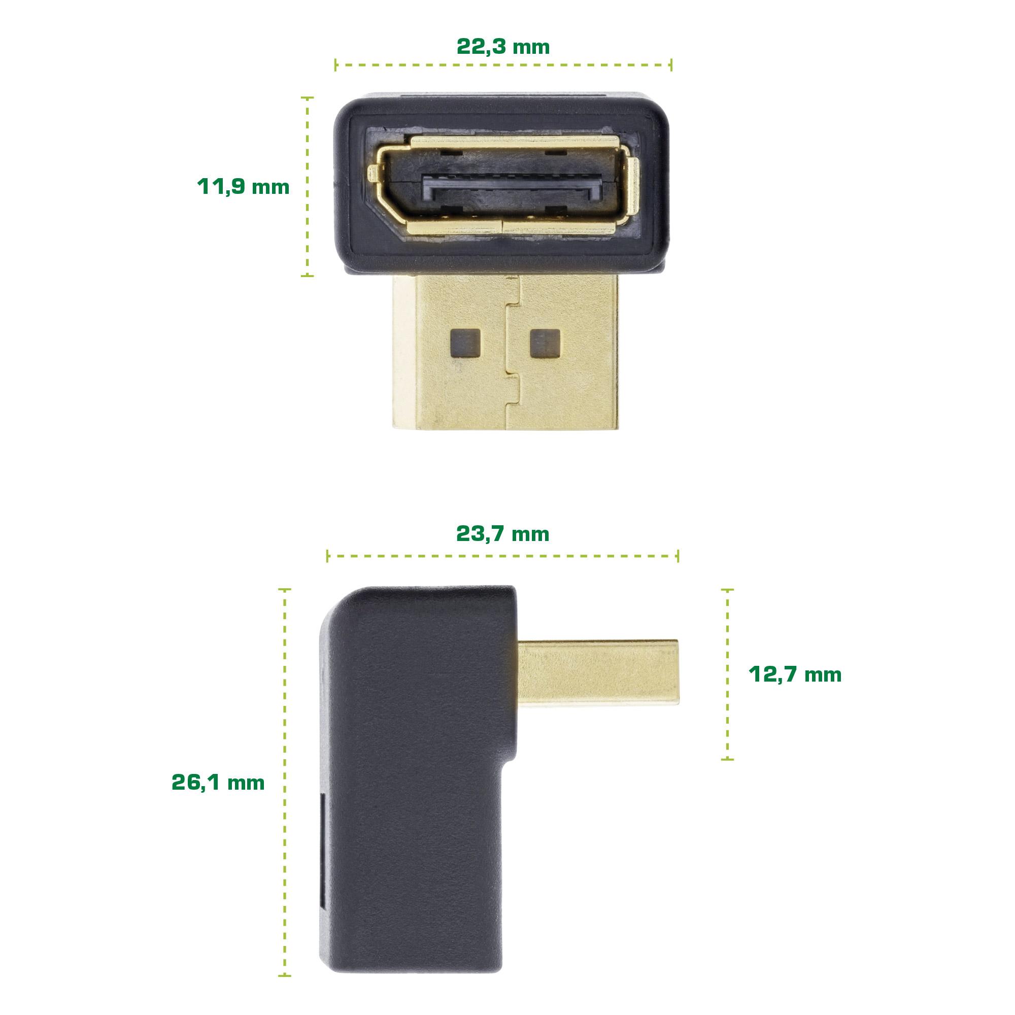 Adattatore DisplayPort - DisplayPort maschio - femmina - angolato verso il basso