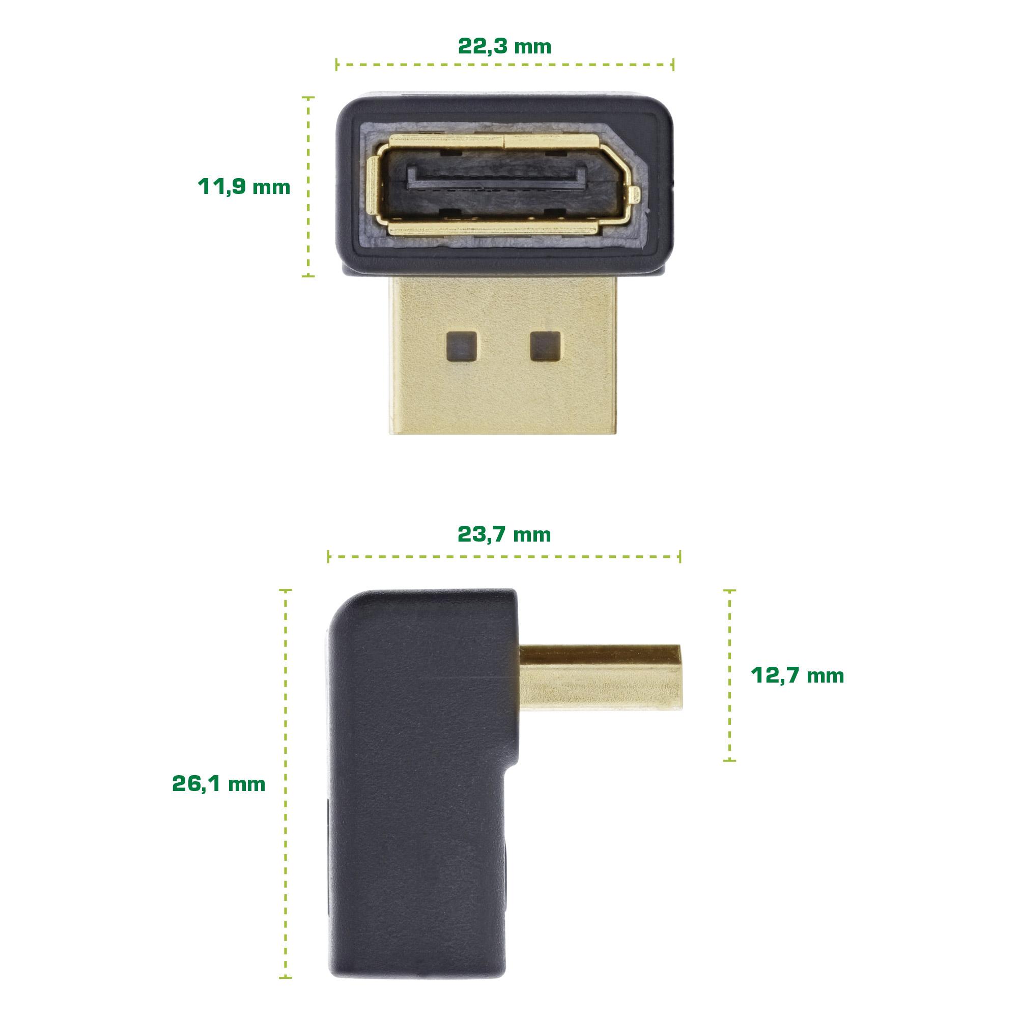 Adattatore DisplayPort - DisplayPort maschio - femmina - angolato verso l'alto