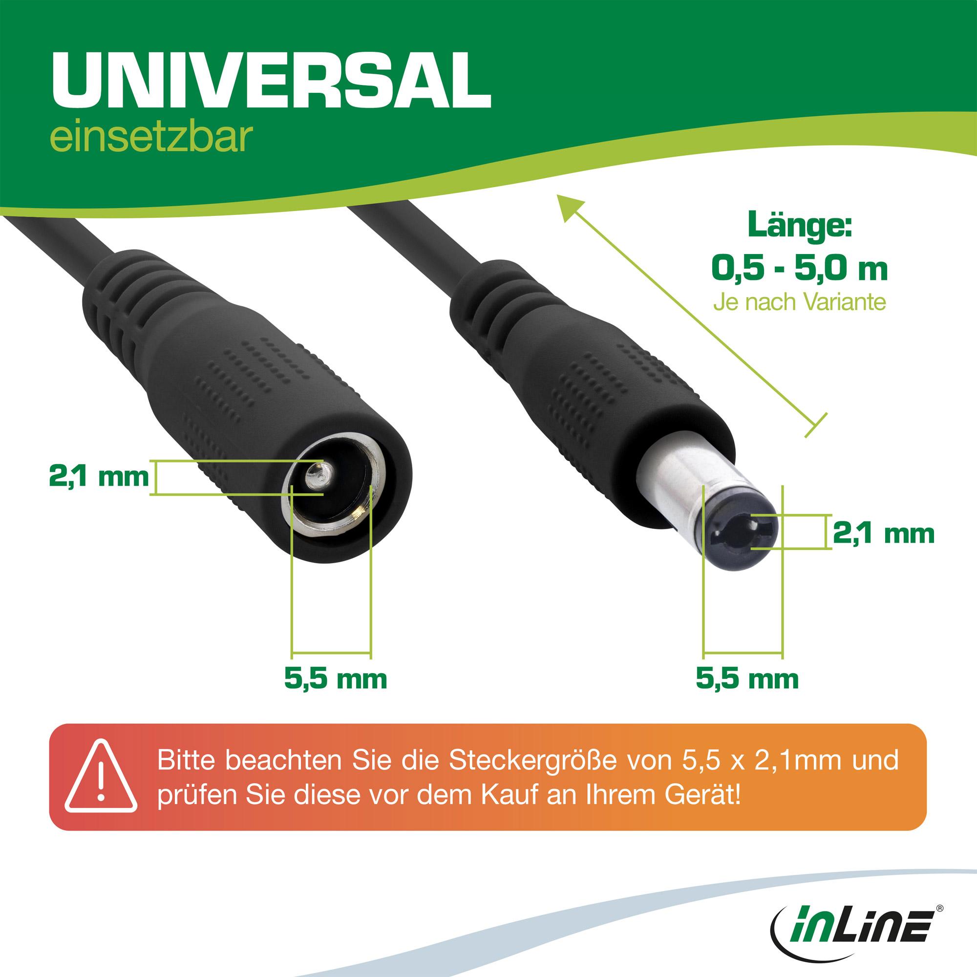 InLine Cavo di prolunga DC maschio/femmina 55x21mm AWG24 nero 3m