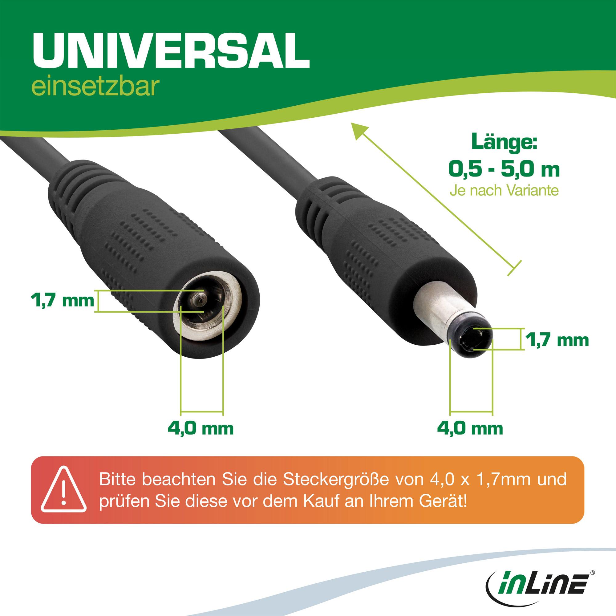 Cavo prolunga spina DC 4.0x1.7mm - nero - 1m