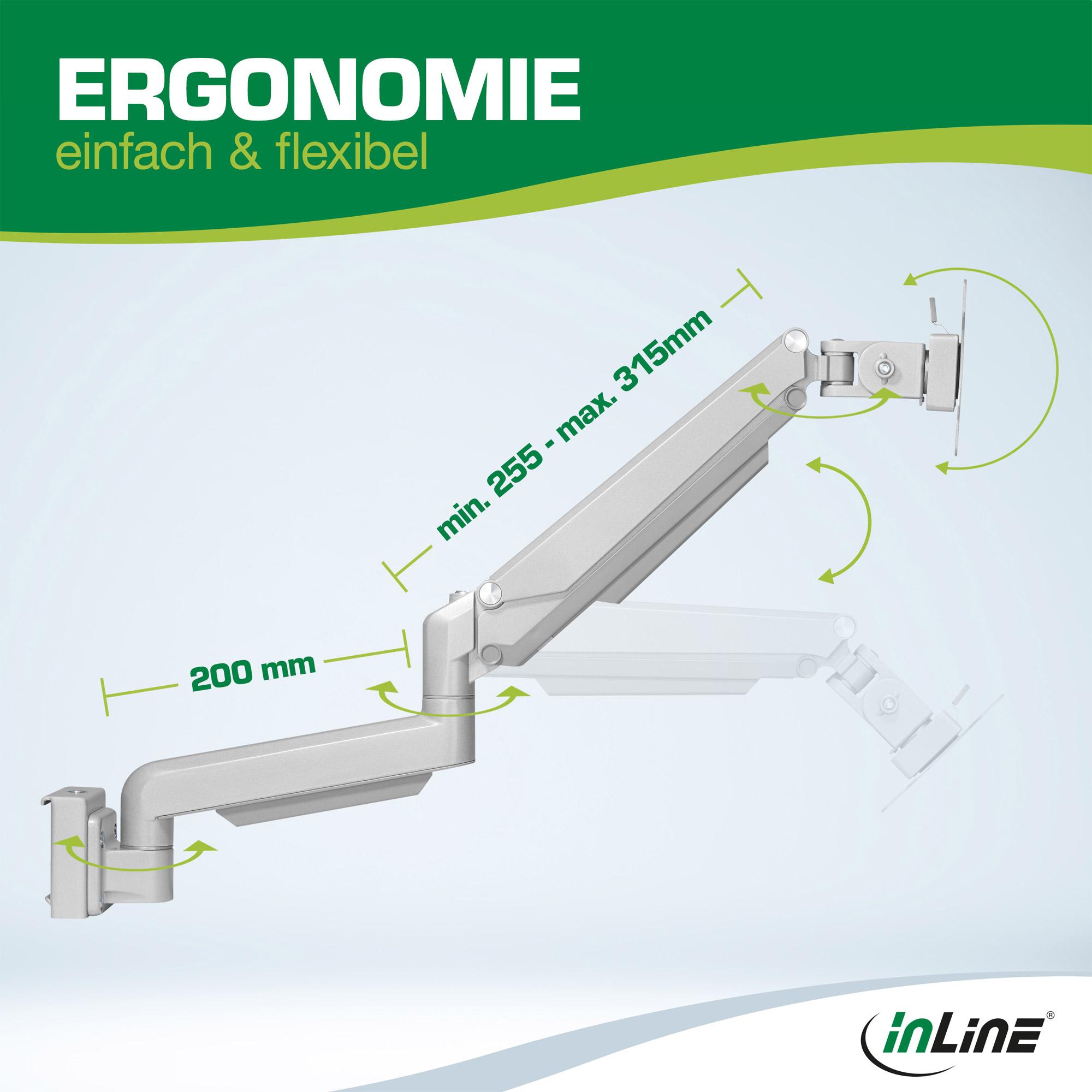 InLine Slatwall Supporto Monitor 2 snodi argento