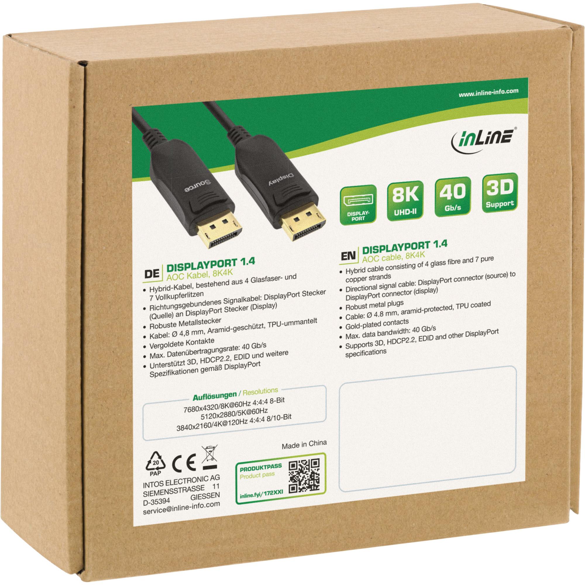 Cavo DisplayPort 1.4 AOC - 8K4K - nero - 10 m