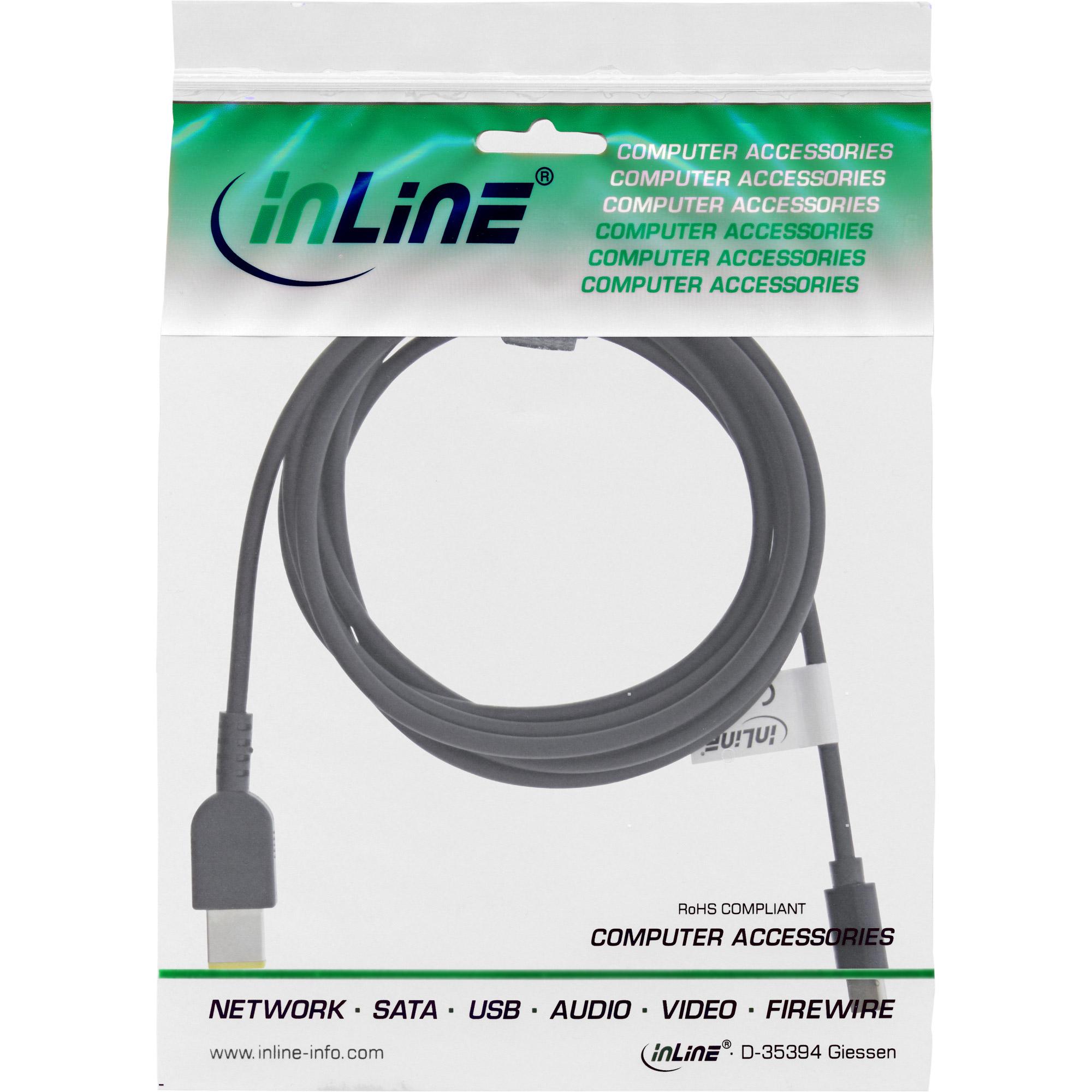 Inline - Cavo di alimentazione - USB -C (m) a spina elettrica (11 mm x 11 mm x 45 mm) (m) - DC 18 - 20 V - 325 A - 2 m - Black
