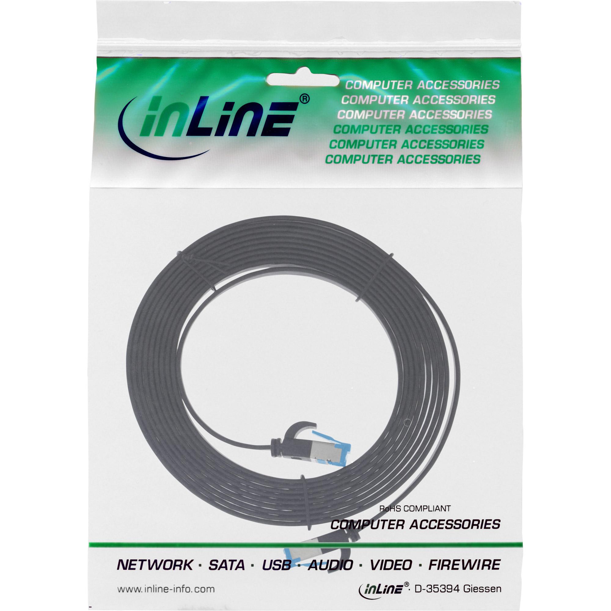 Cavo patch piatto - U-FTP - Cat.6A - TPE senza alogeni - nero - 2m