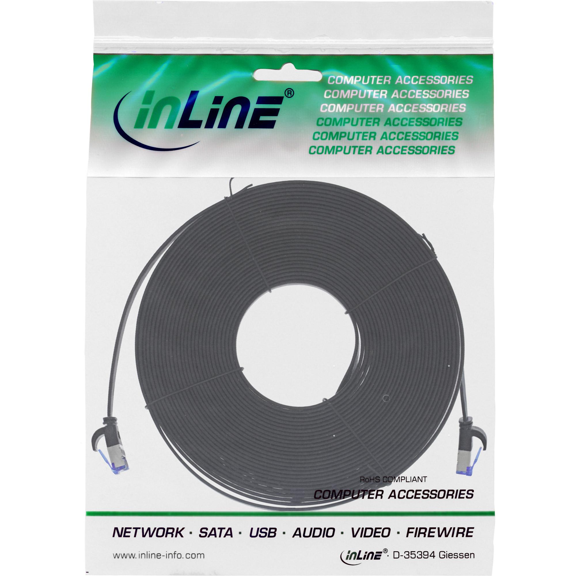 Cavo patch piatto - U-FTP - Cat.6A - TPE senza alogeni - nero - 10 m