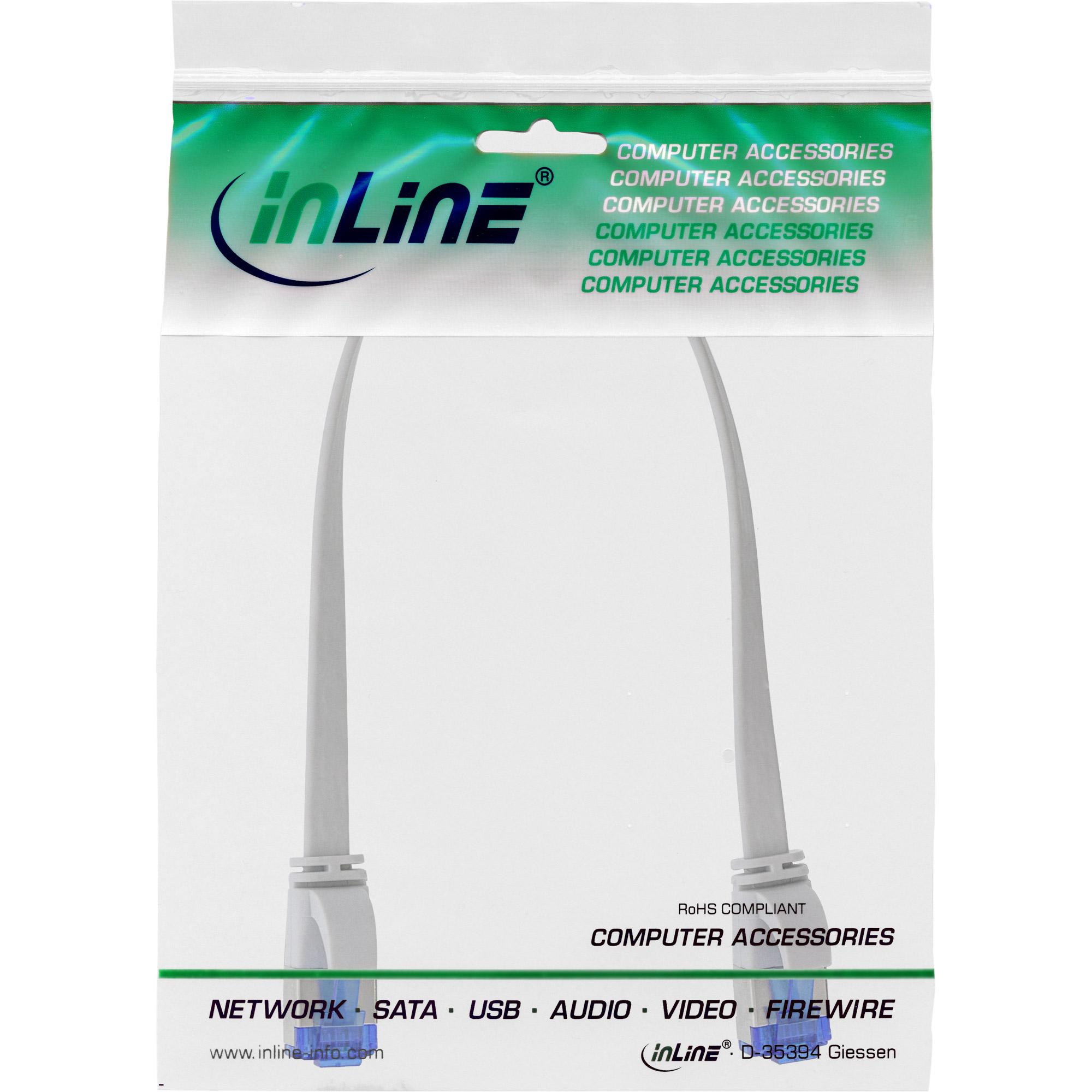 Cavo patch piatto - U-FTP - Cat.6A - TPE senza alogeni - bianco - 0,25 m