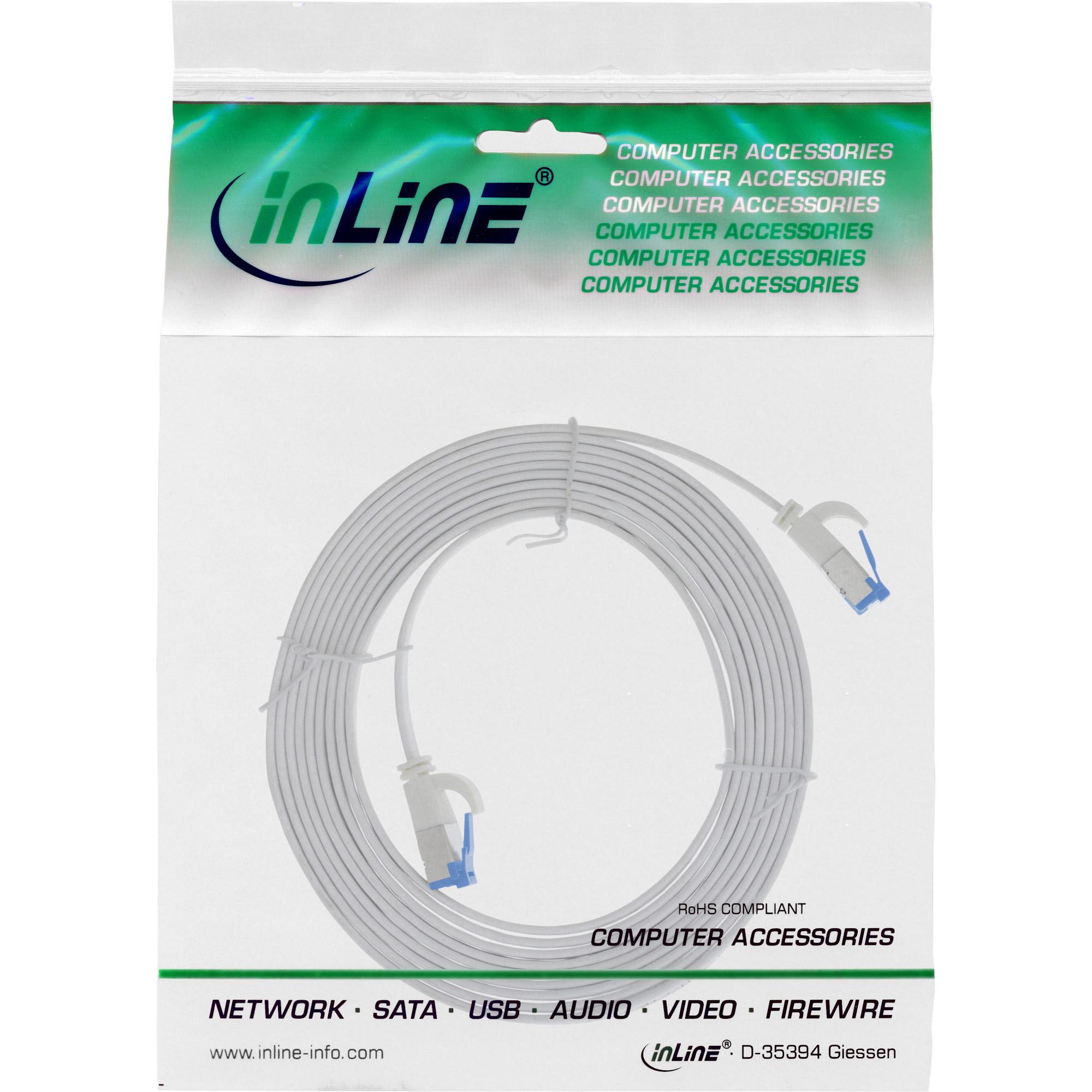 Cavo patch piatto - U-FTP - Cat.6A - TPE senza alogeni - bianco - 1,5 m