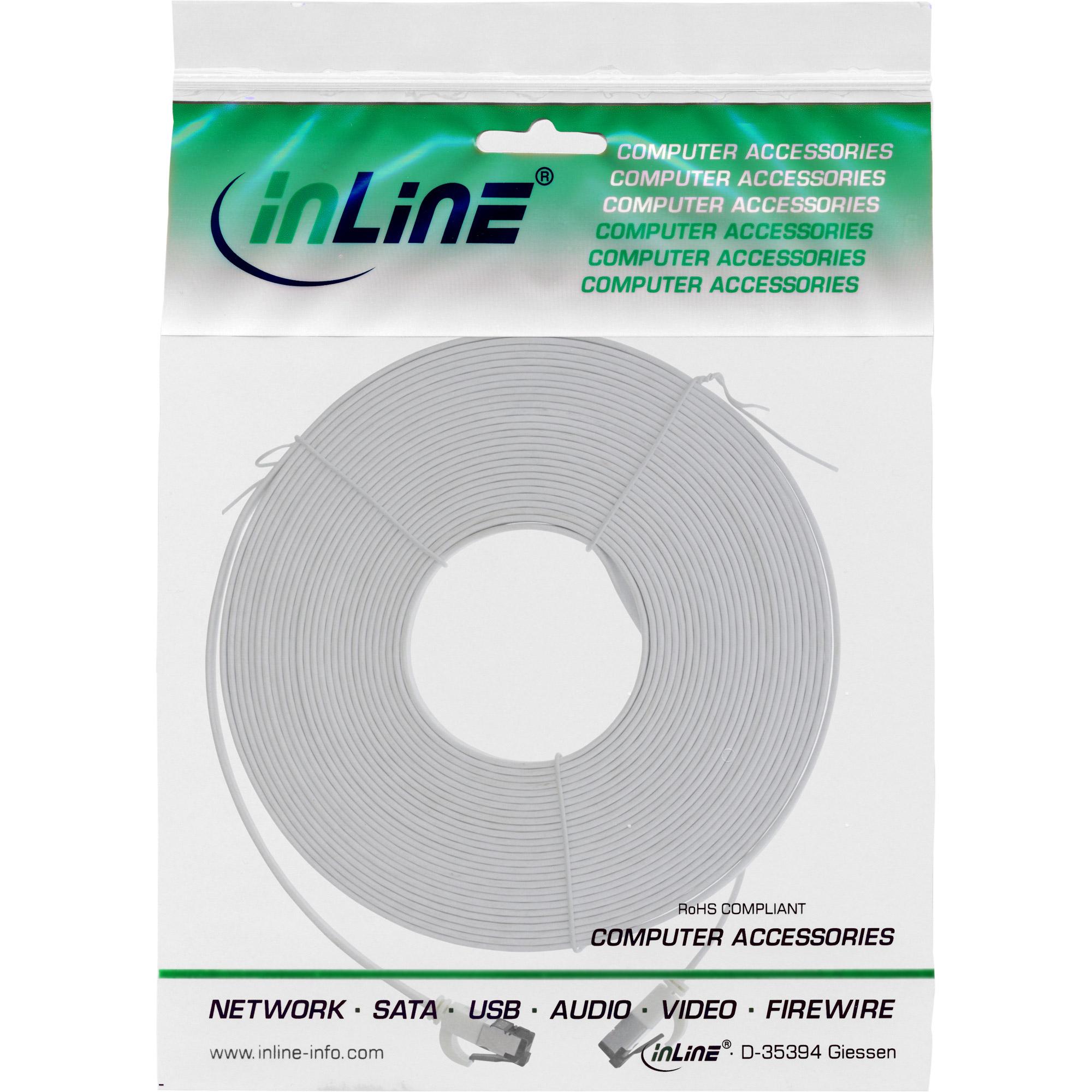 Cavo patch piatto - U-FTP - Cat.6A - TPE senza alogeni - bianco - 7,5 m