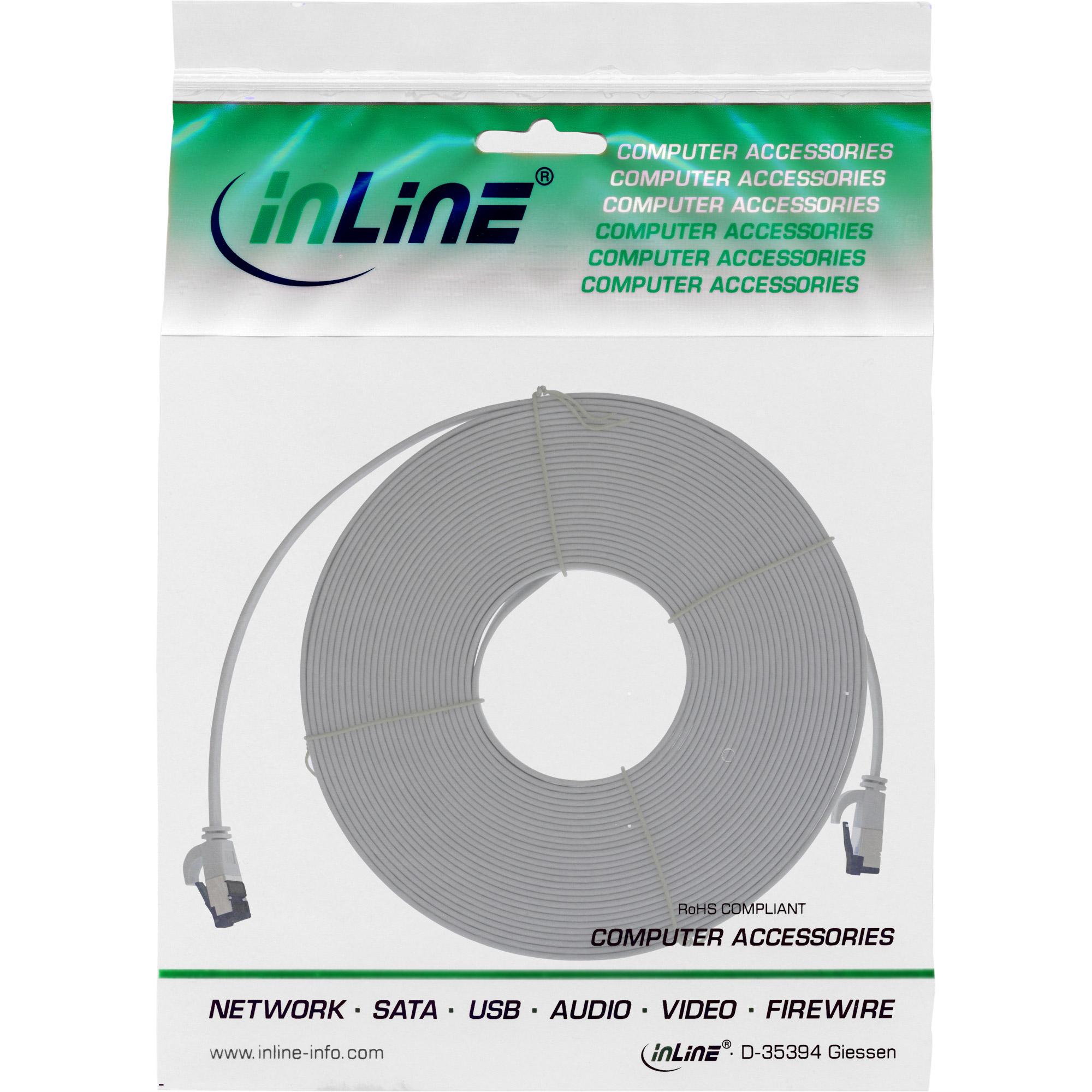 InLine Patch Cable flat U/FTP Cat.8.1 TPE senza alogeni grigio 5m
