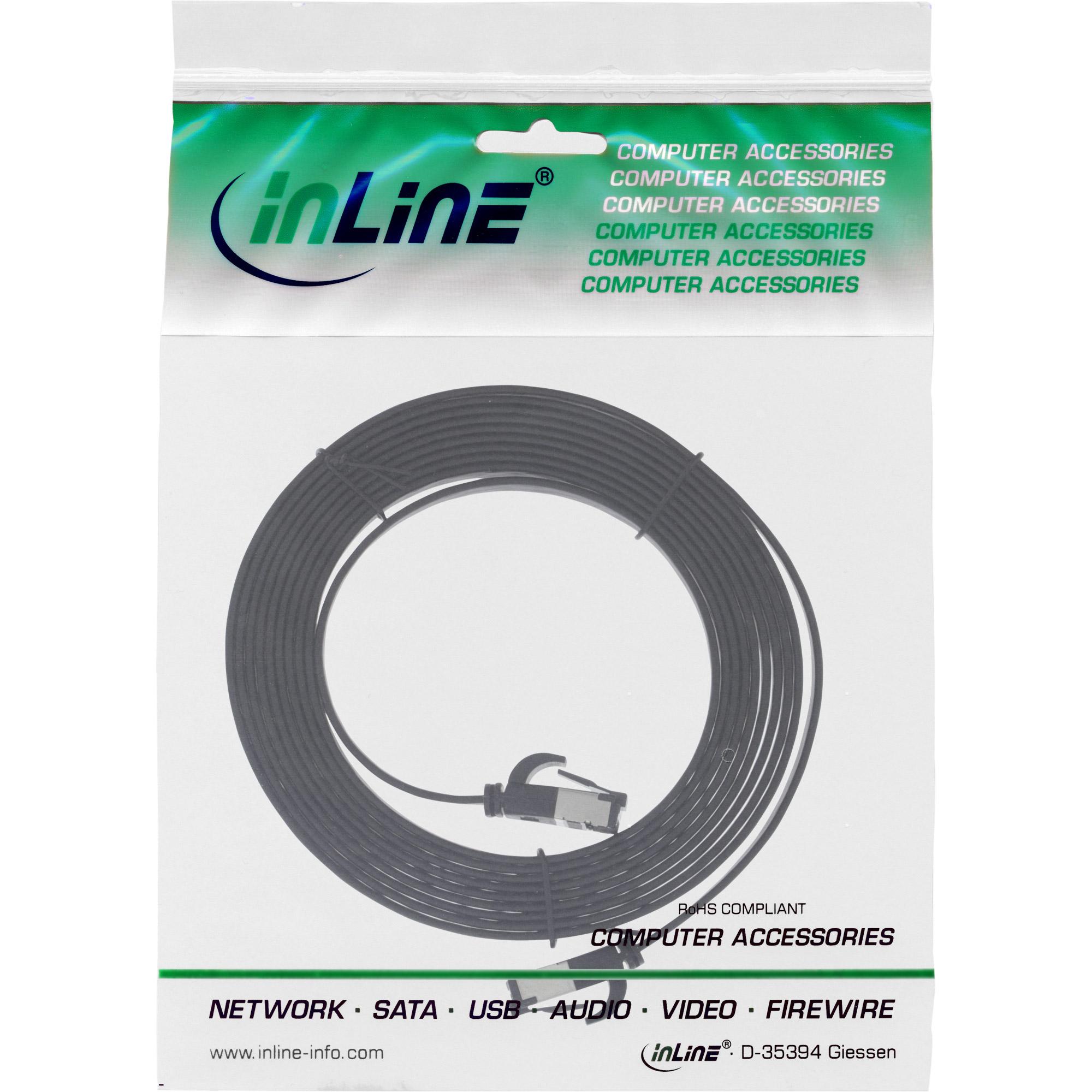 Cavo patch piatto - U-FTP - Cat.8.1 - TPE senza alogeni - nero - 1m