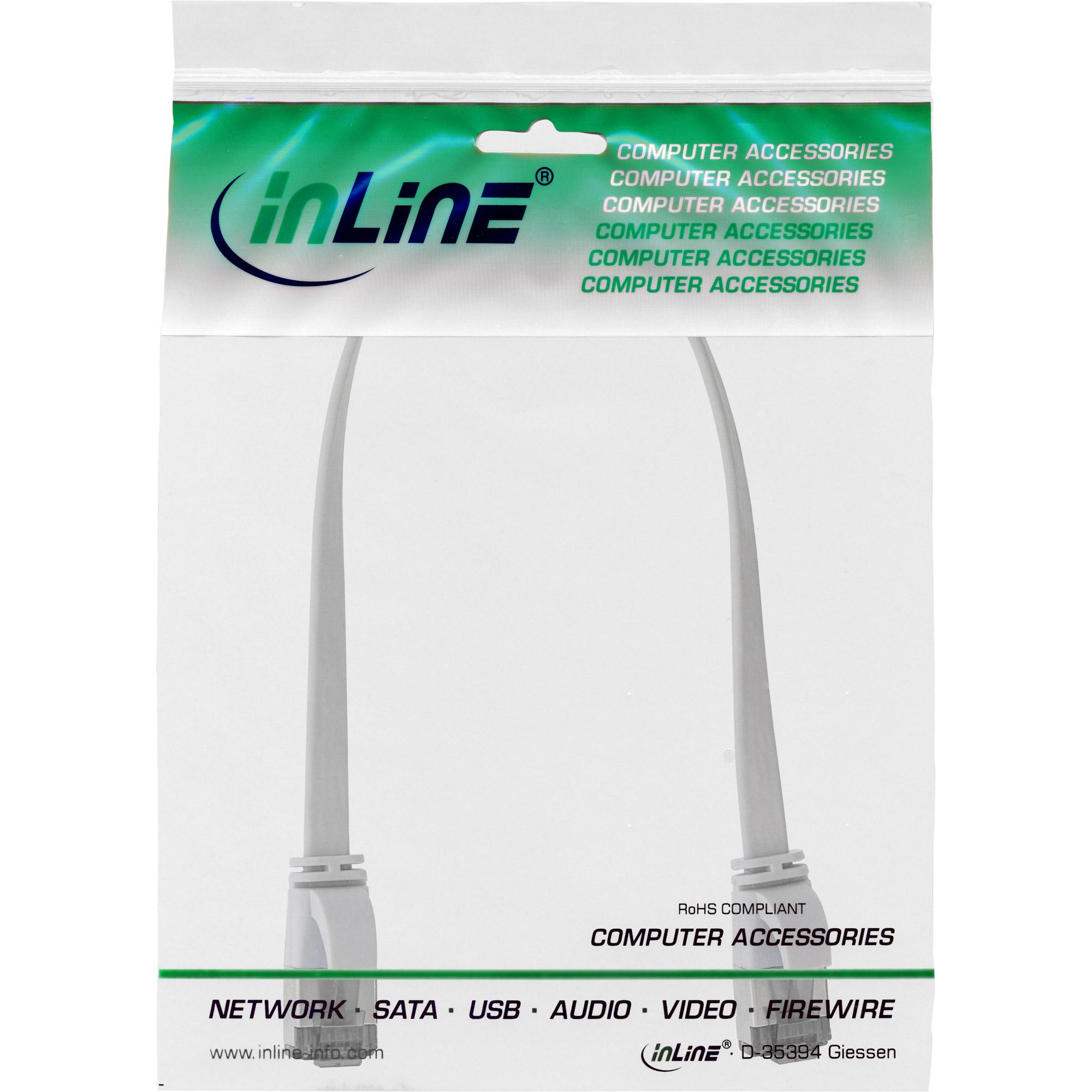 Cavo patch piatto - U-FTP - Cat.8.1 - TPE senza alogeni - bianco - 0,3 m