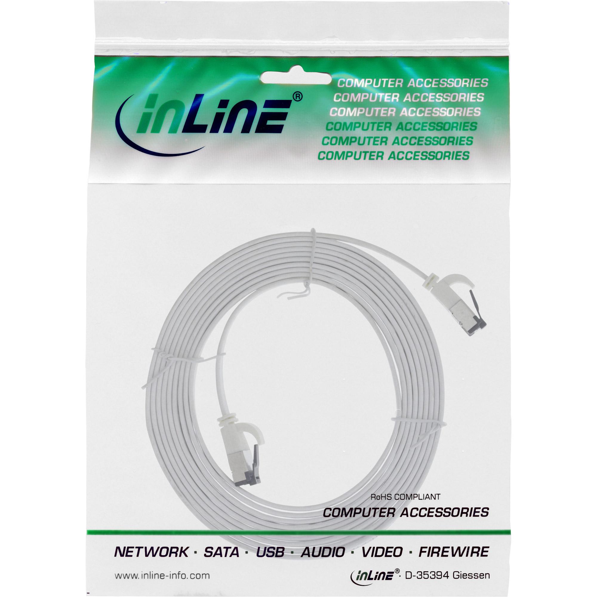 Cavo patch piatto - U-FTP - Cat.8.1 - TPE senza alogeni - bianco - 1,5 m