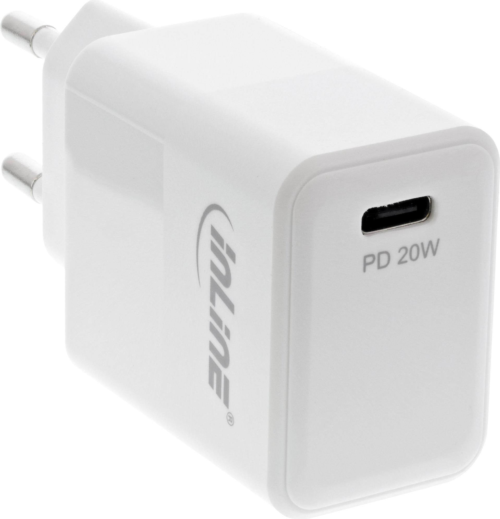 Alimentatore caricabatterie USB PD singolo USB-C - Power Delivery - 20W - bianco