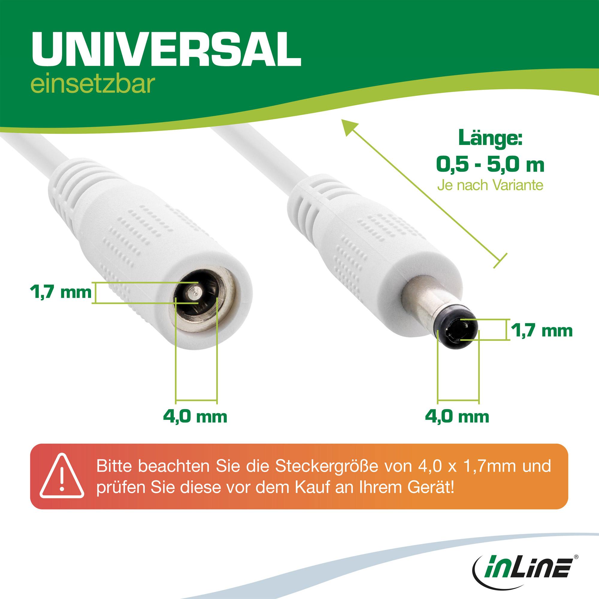 Cavo prolunga - Spina DC 4,0x1,7mm - bianco - 0,5m