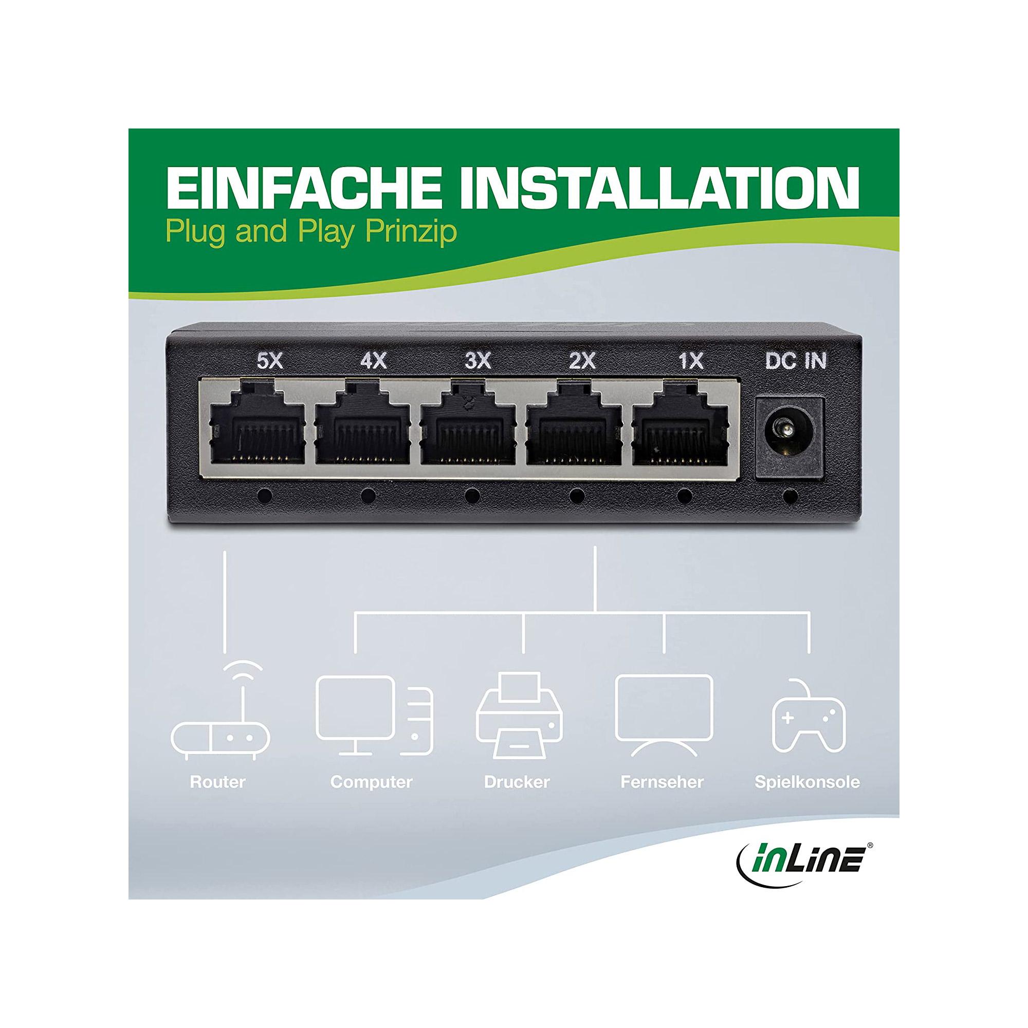 Inline - Switch - Unmanaged - 5 x 10/100/1000 - Desktop