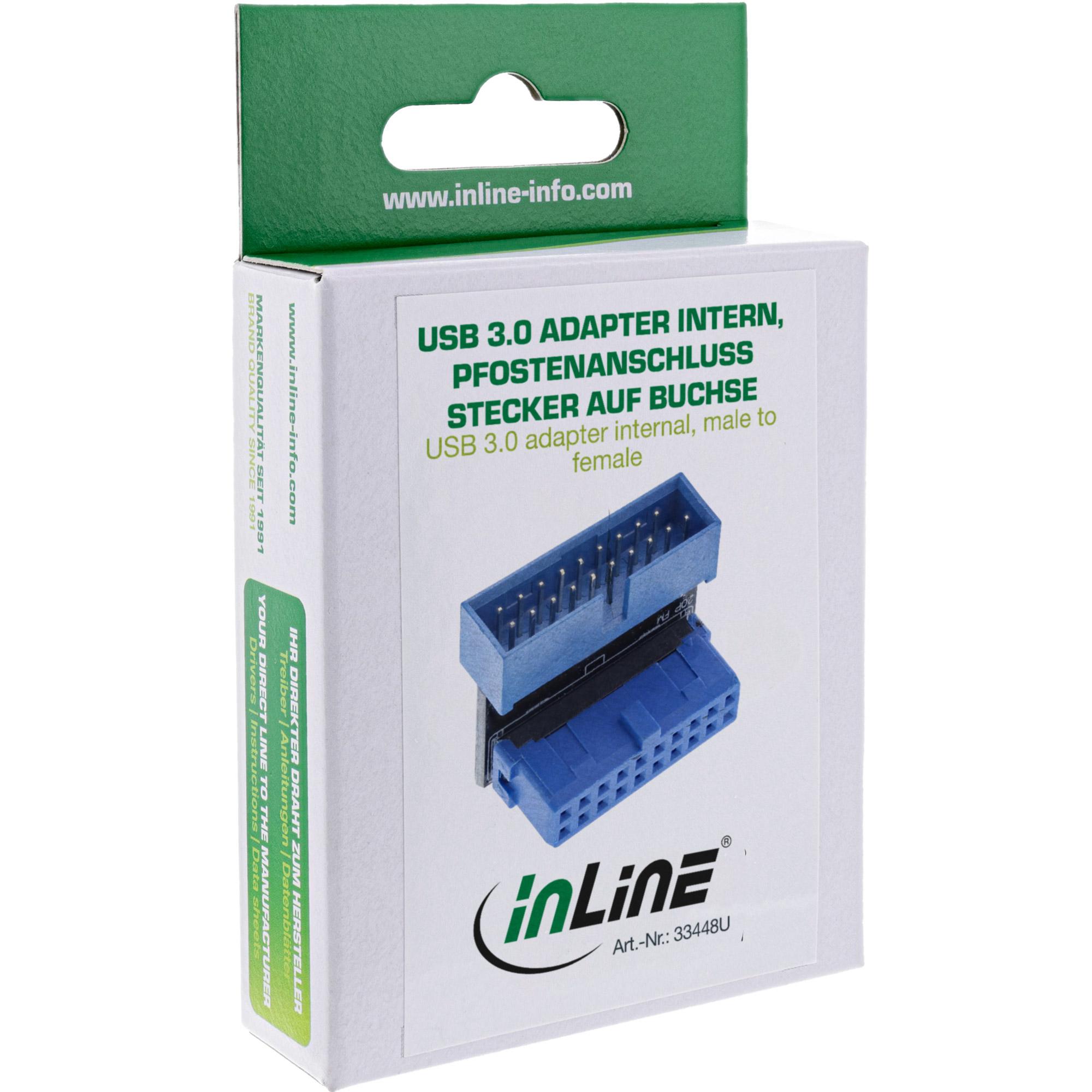 Adattatore USB 3.0 interno - presa-spina per collegamento post - angolato in basso