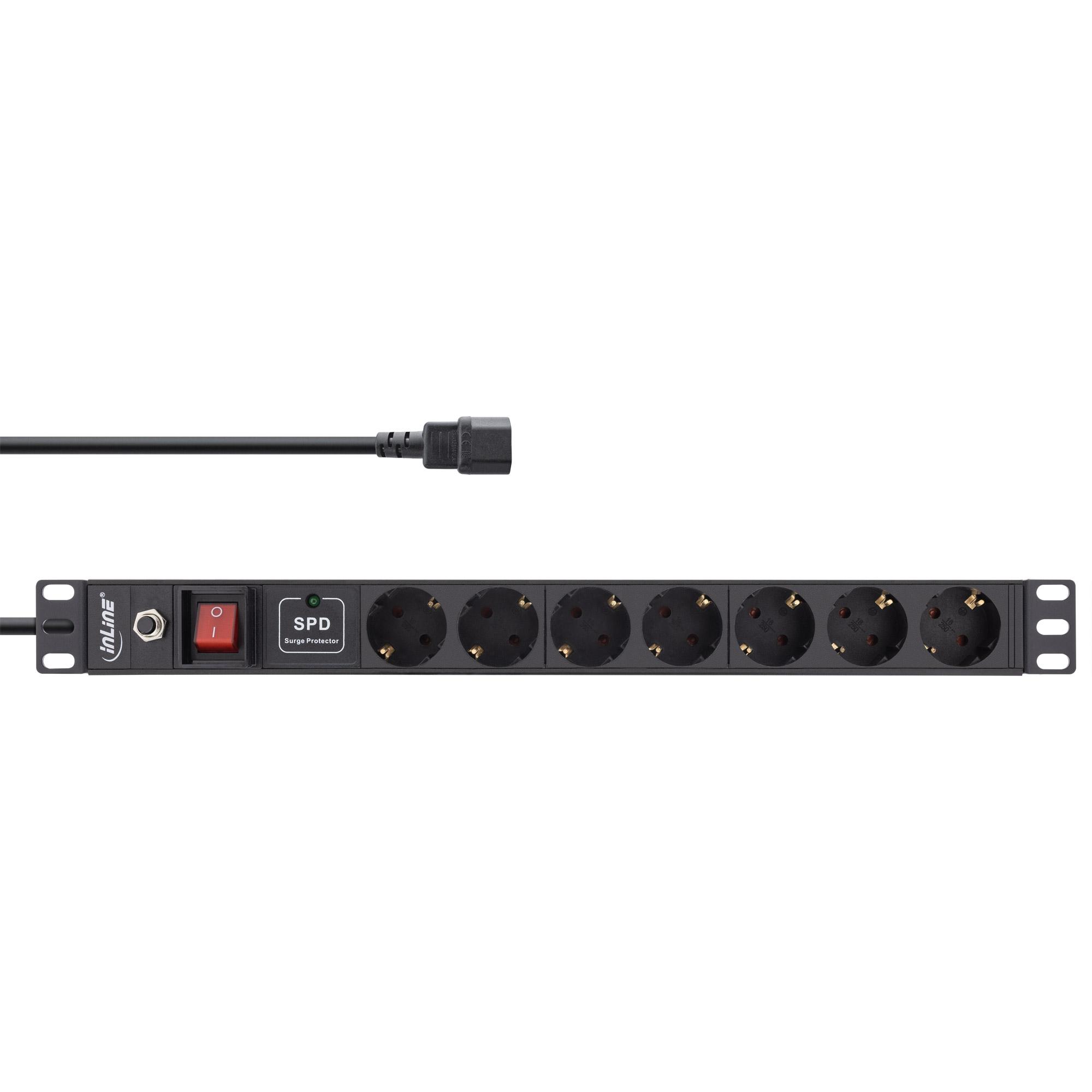 Multipresa InLine (rack - installabile) - 2500 watt - ingresso, ingresso IEC 60320 C14 - connessioni in uscita: 7 (7 x connetto