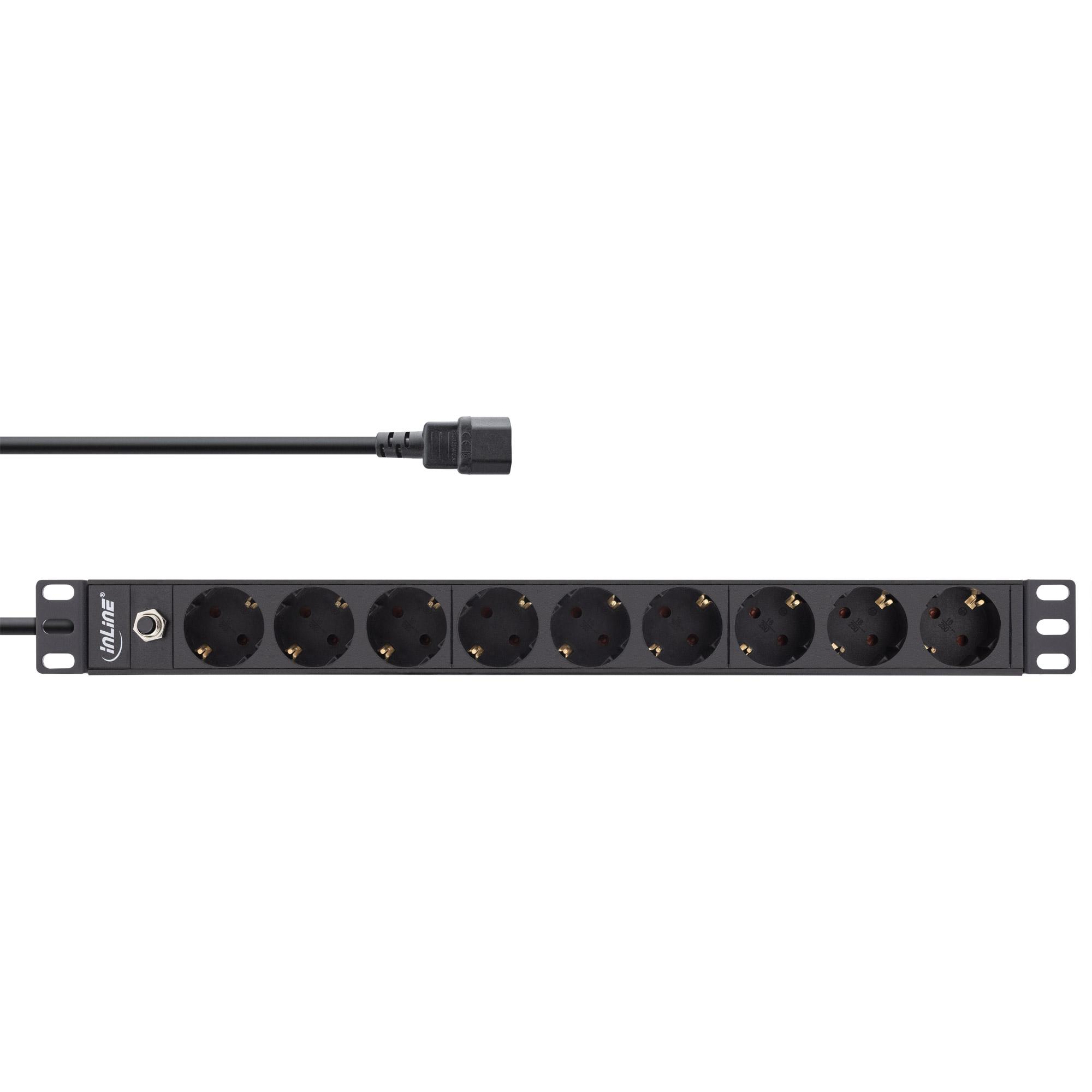 InLine Multipresa 19" 9 vie prot.da sovraccarico interruttore 2m
