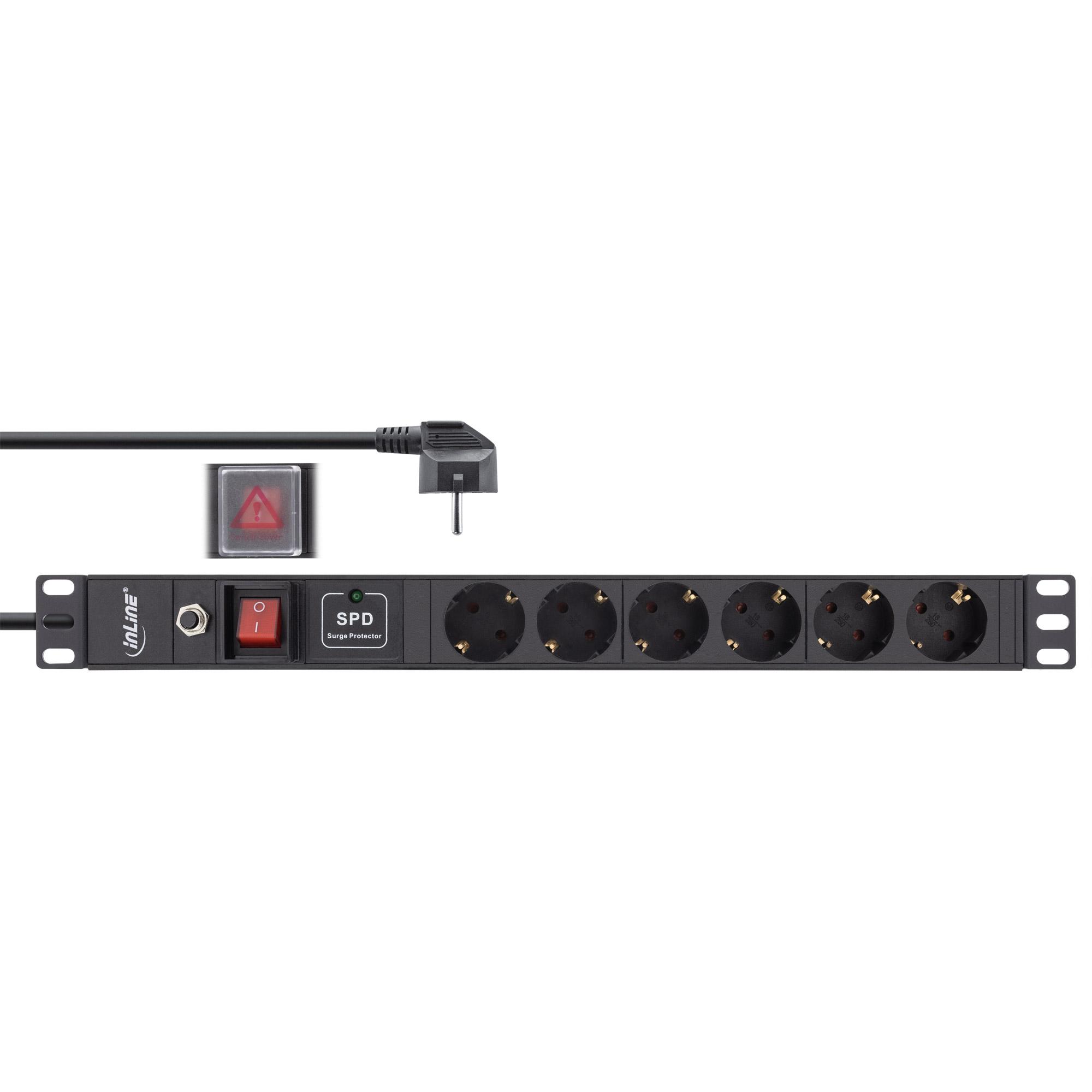 InLine 16416P - presa multipla (rack - montabile) - 2500 watt - ingresso, ingresso IEC 60320 C14 - connessioni di uscita: 6 (6
