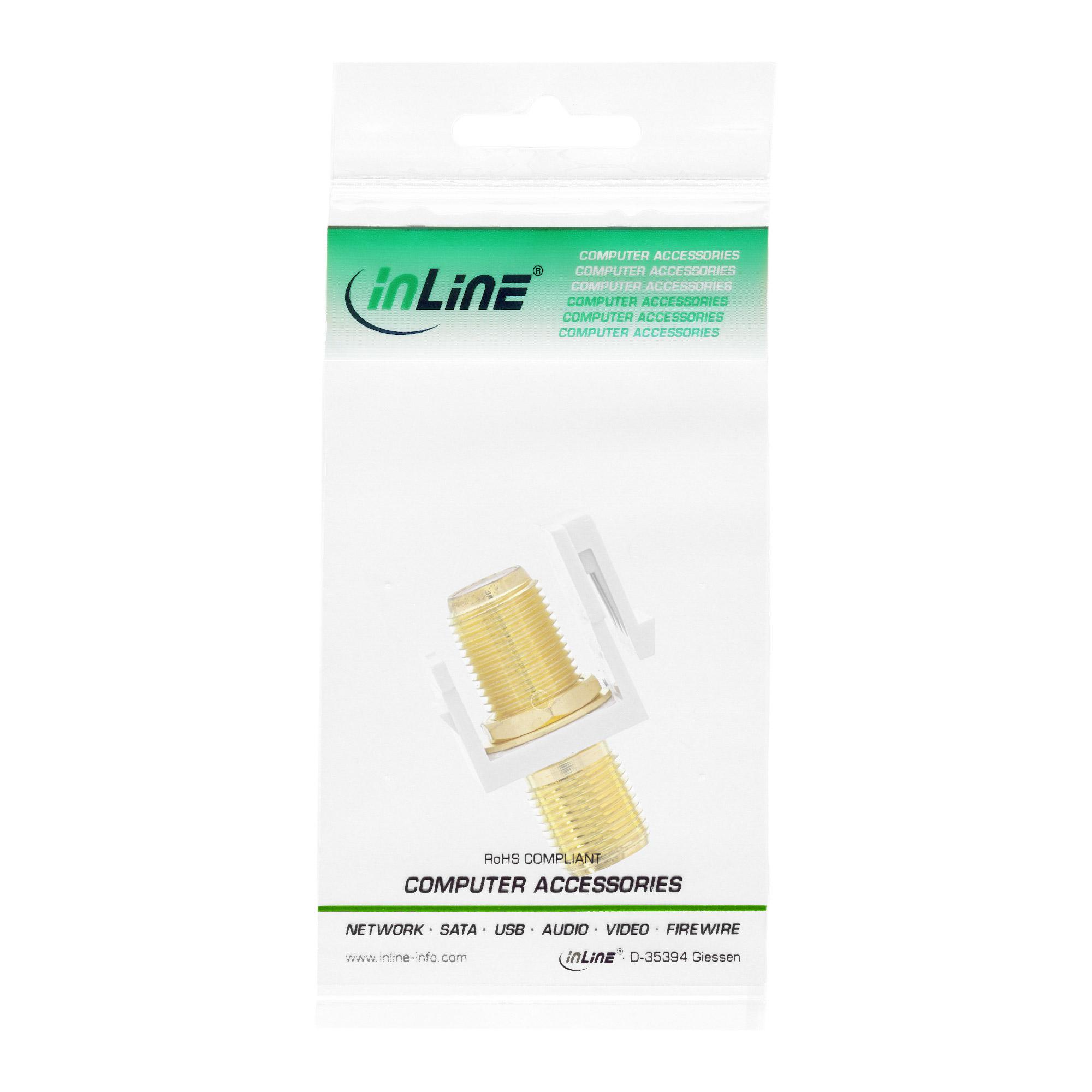 Adattatore per installazione Keystone - per cavo satellitare - 2 prese F - bianco
