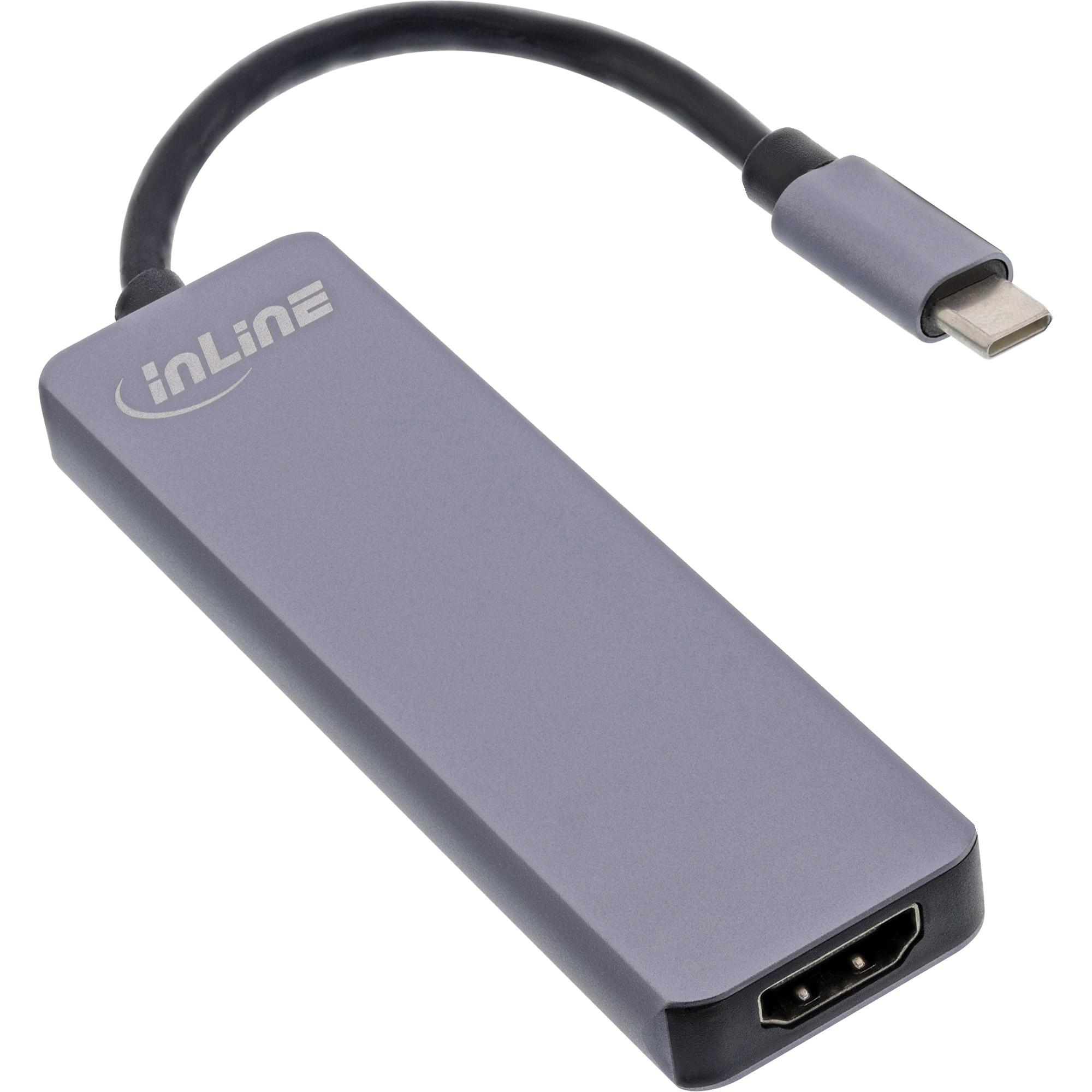 Multi-Hub USB 3.2 Gen.1 - 2x USB-A - HDMI 4K-30Hz - Lettore di schede - Alu - grigio