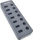 Hub USB 3.0 - 7 porte - con interruttore - alluminio - grigio - con alimentatore