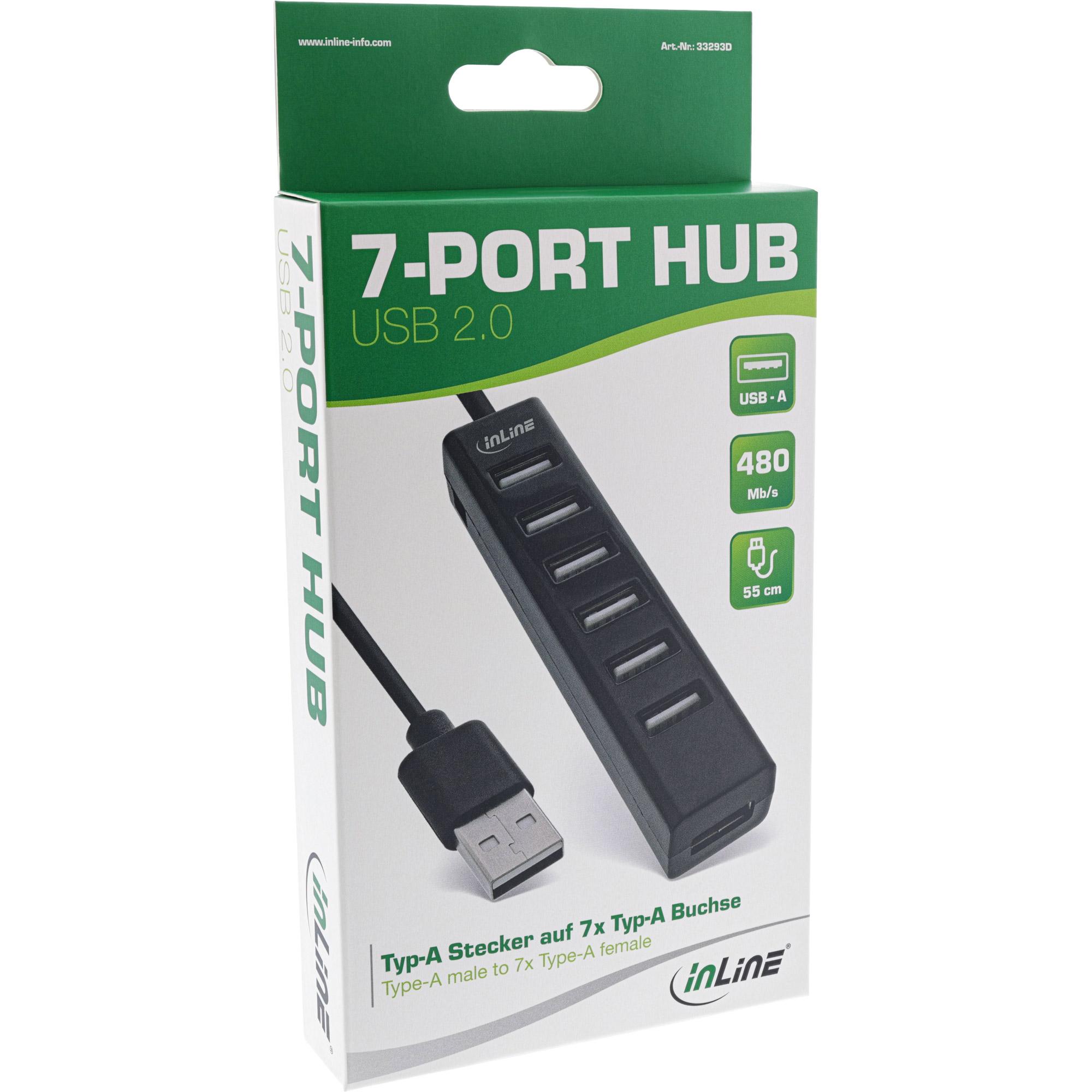 InLine USB 2.0 7-Port Hub da maschio Type-A a 7x femmina Type-A nero