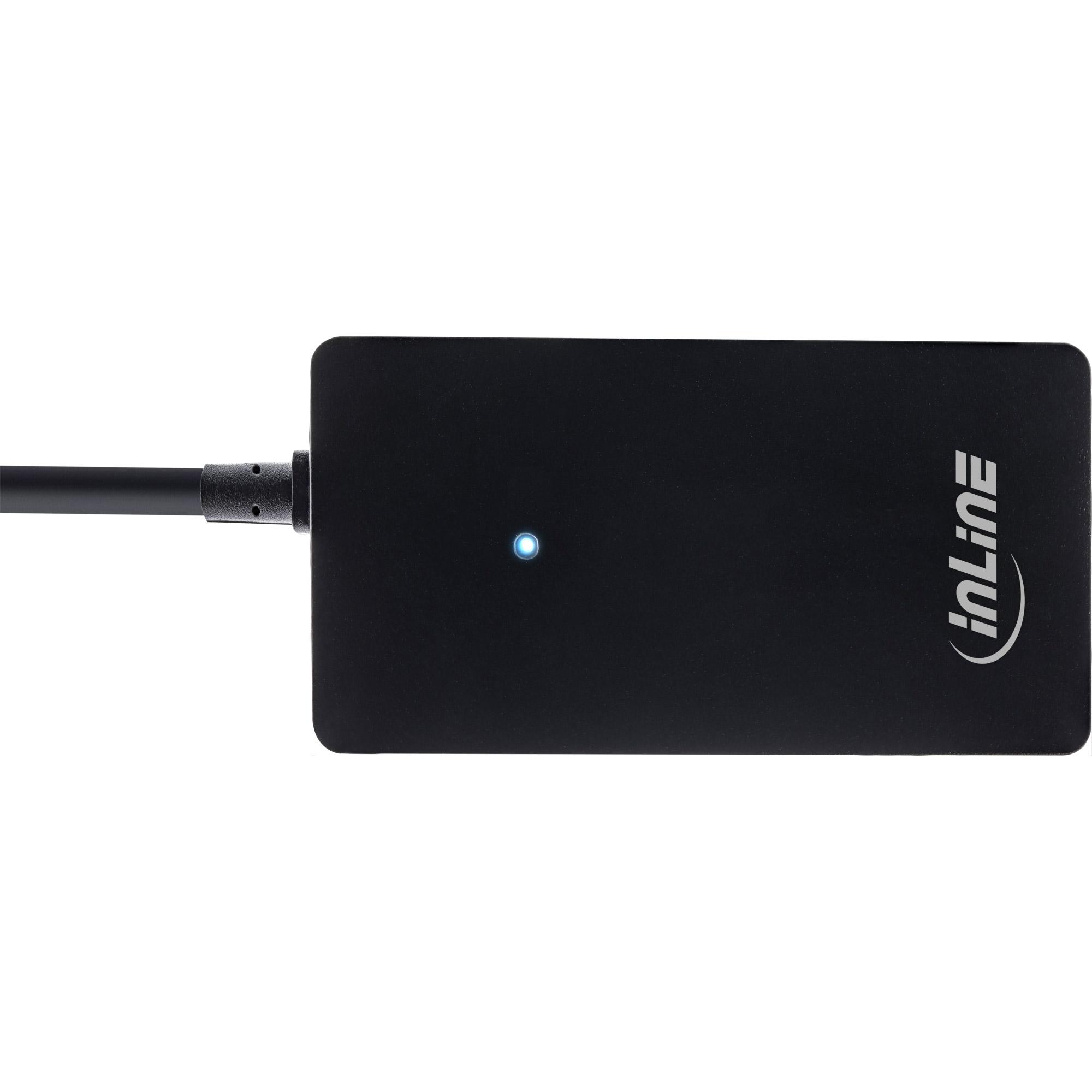 InLine Hub a 4 porte USB 2.0 maschio da tipo A a 4x femmina tipo A nero 30cm