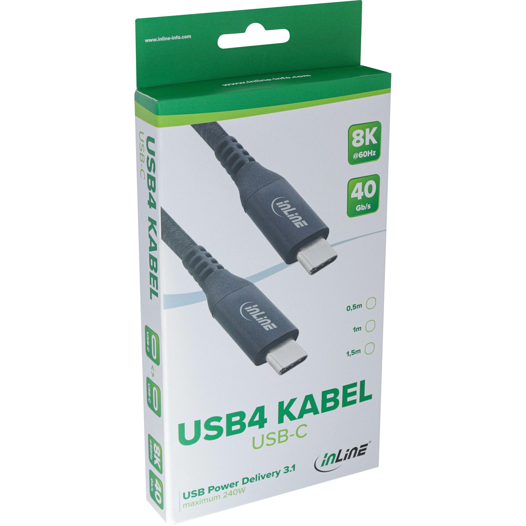 Cavo USB4 - USB-C maschio-maschio - 8K60Hz - nero - 0,5m