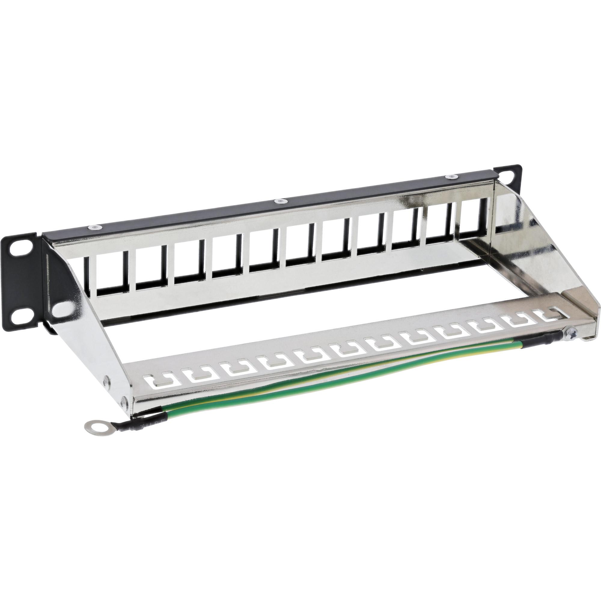 Inline 25,40 cm (10 ") Pannello patch foglio vuoto 12 -fold - per i moduli Keystone - 1He - Ral 9005 SCH (19109C)