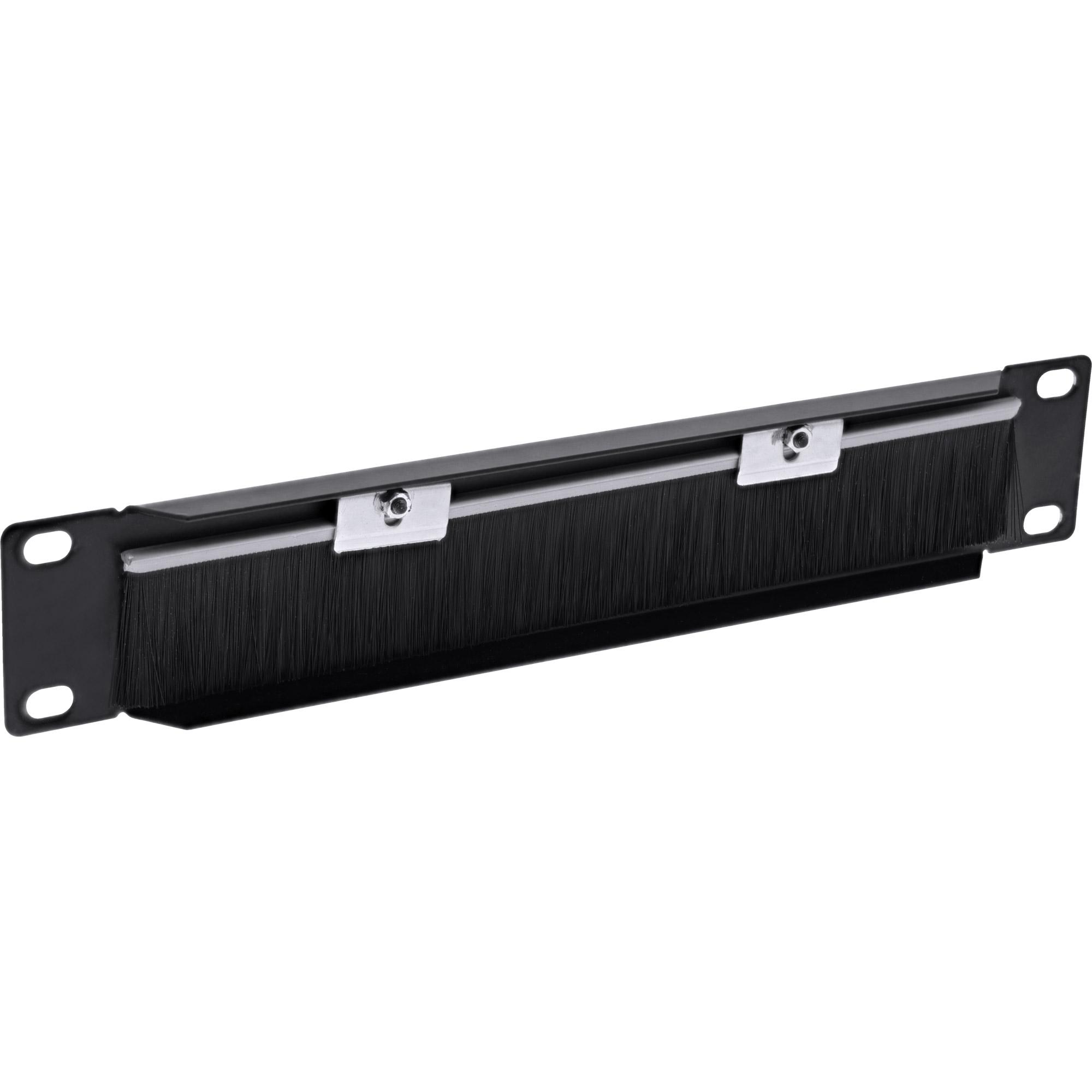 In linea 25,40 cm (10 ") Piatto di implementazione del cavo con spazzola - 1He - RAL 9005 Black - Scheda di gestione dei cavi -