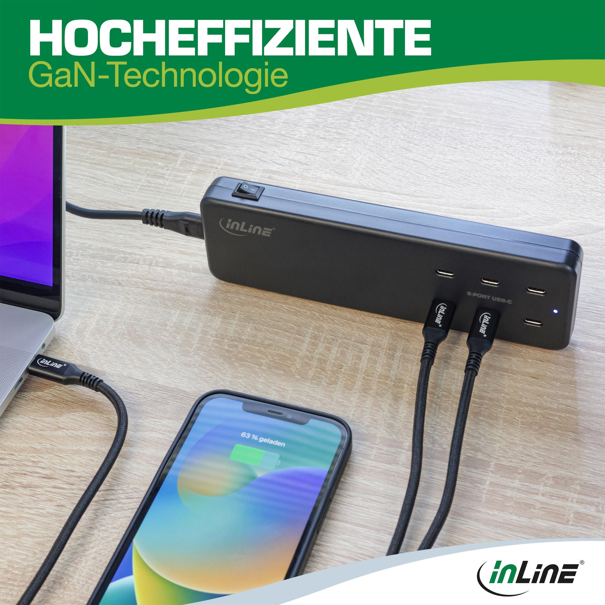 Multiporta, 120 W, 6x USB Typ-C PD 3.0 - Nero