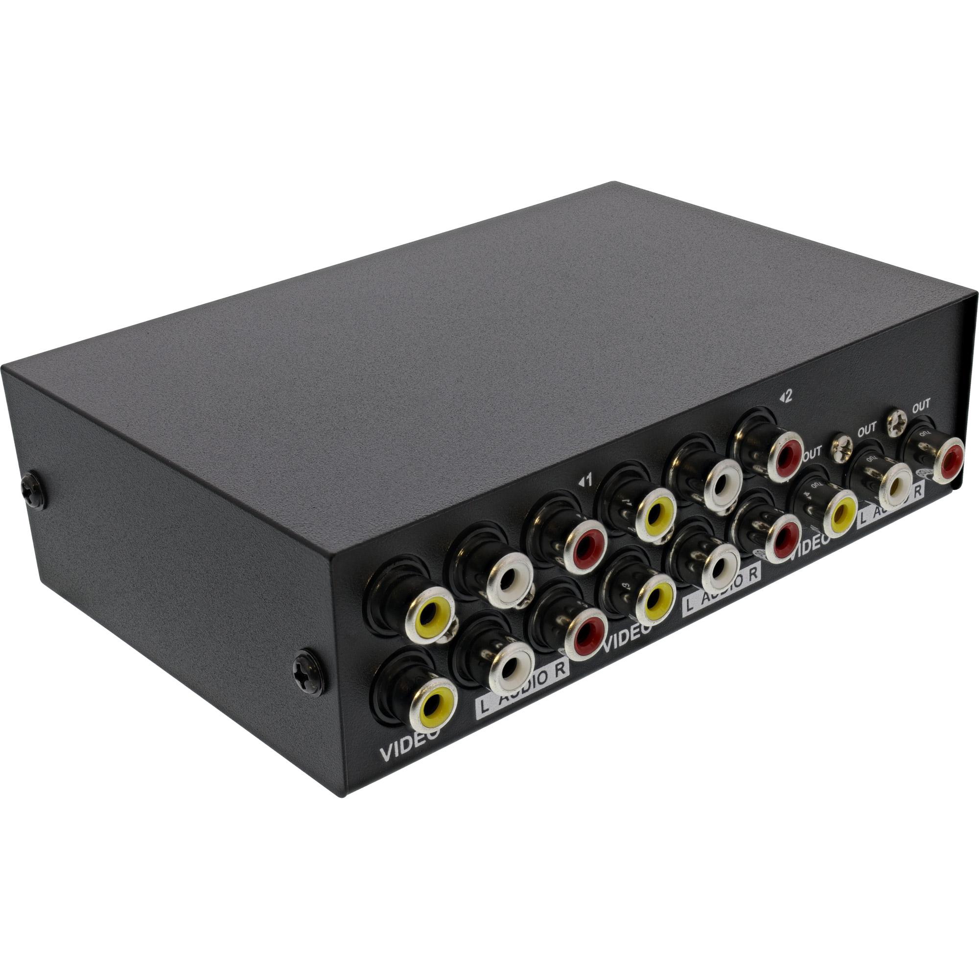 Switch AV manuale a 4 porte - 3x Cinch IN-OUT