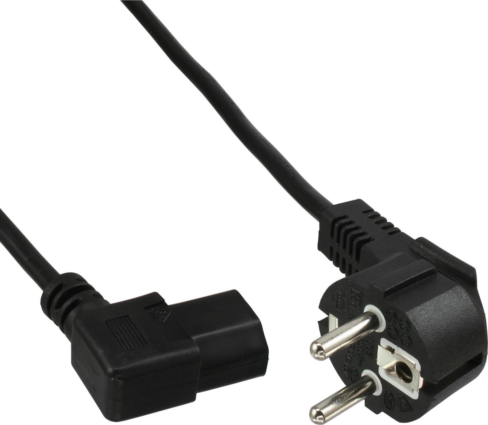 Cavo di alimentazione in linea - CEE 7/7 (M) angolato a IEC 60320 C13 a sinistra - 50 cm - Black (pacchetto con 60)