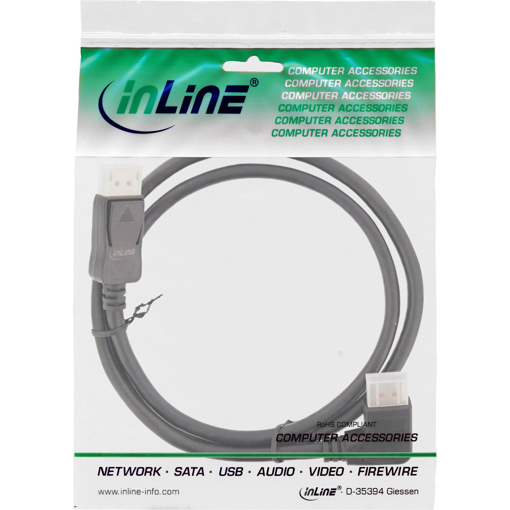 Inline - Cavo DisplayPort - DisplayPort (M) destro -Angolato su DisplayPort (M) dritto, bloccato - DisplayPort 1.4 - 3.0m - 108