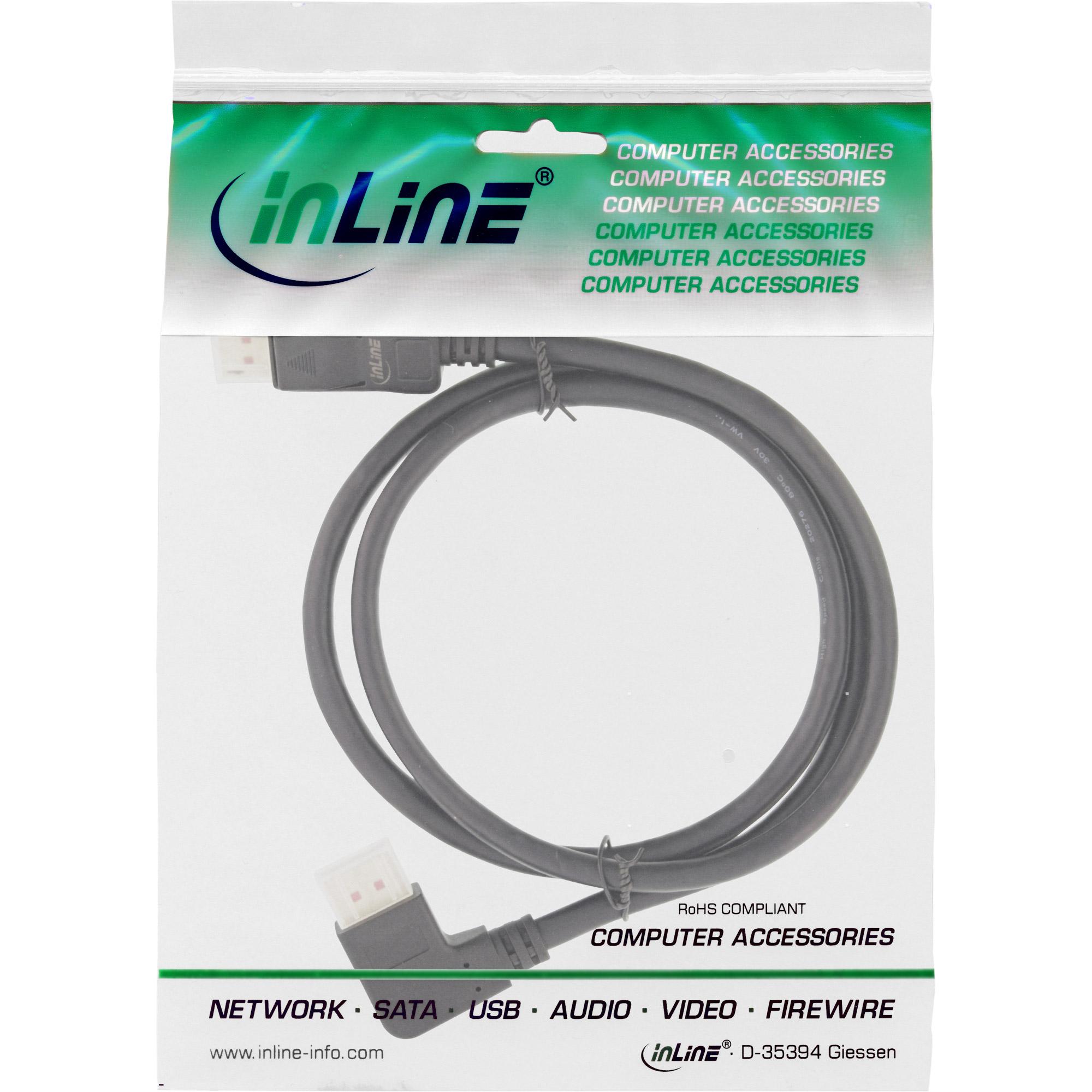 Cavo DisplayPort 1.4 - 8K4K - angolato a sinistra - nero-oro - 3 m