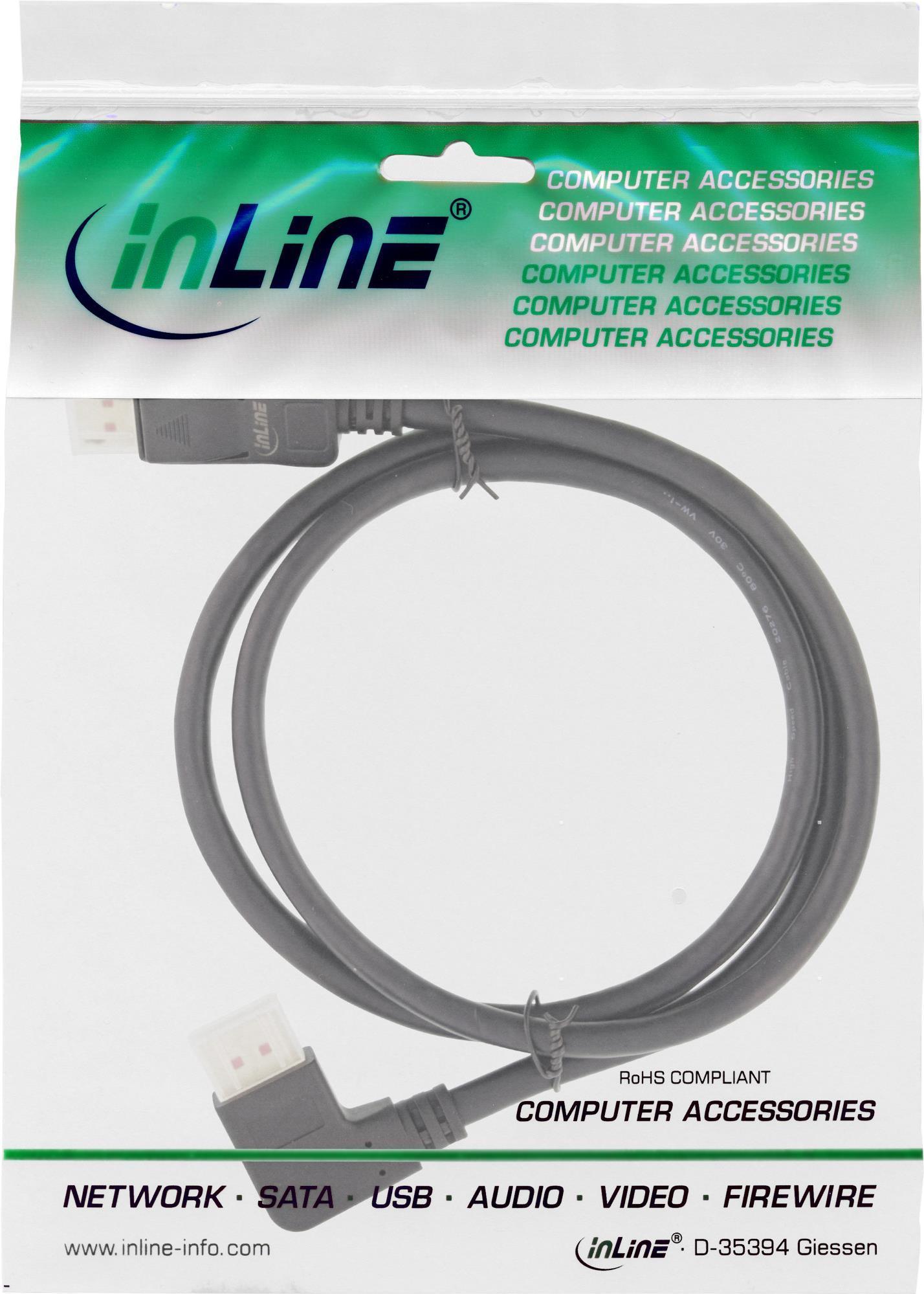 Cavo DisplayPort 1.4 - 8K4K - angolato a sinistra - nero-oro - 3 m