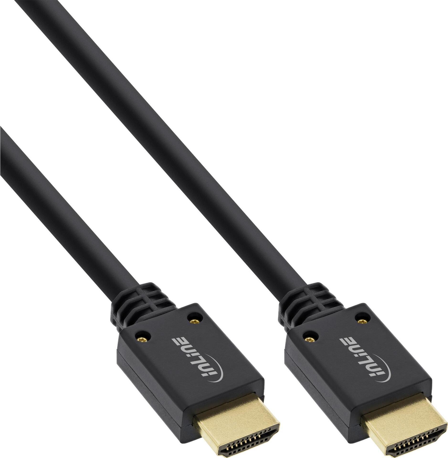 Inline Ultra High Speed - Cavo HDMI - HDMI maschio a HDMI maschio - 5 m - Isolamento triplo - nero, oro - DTS -HD Supporto audi