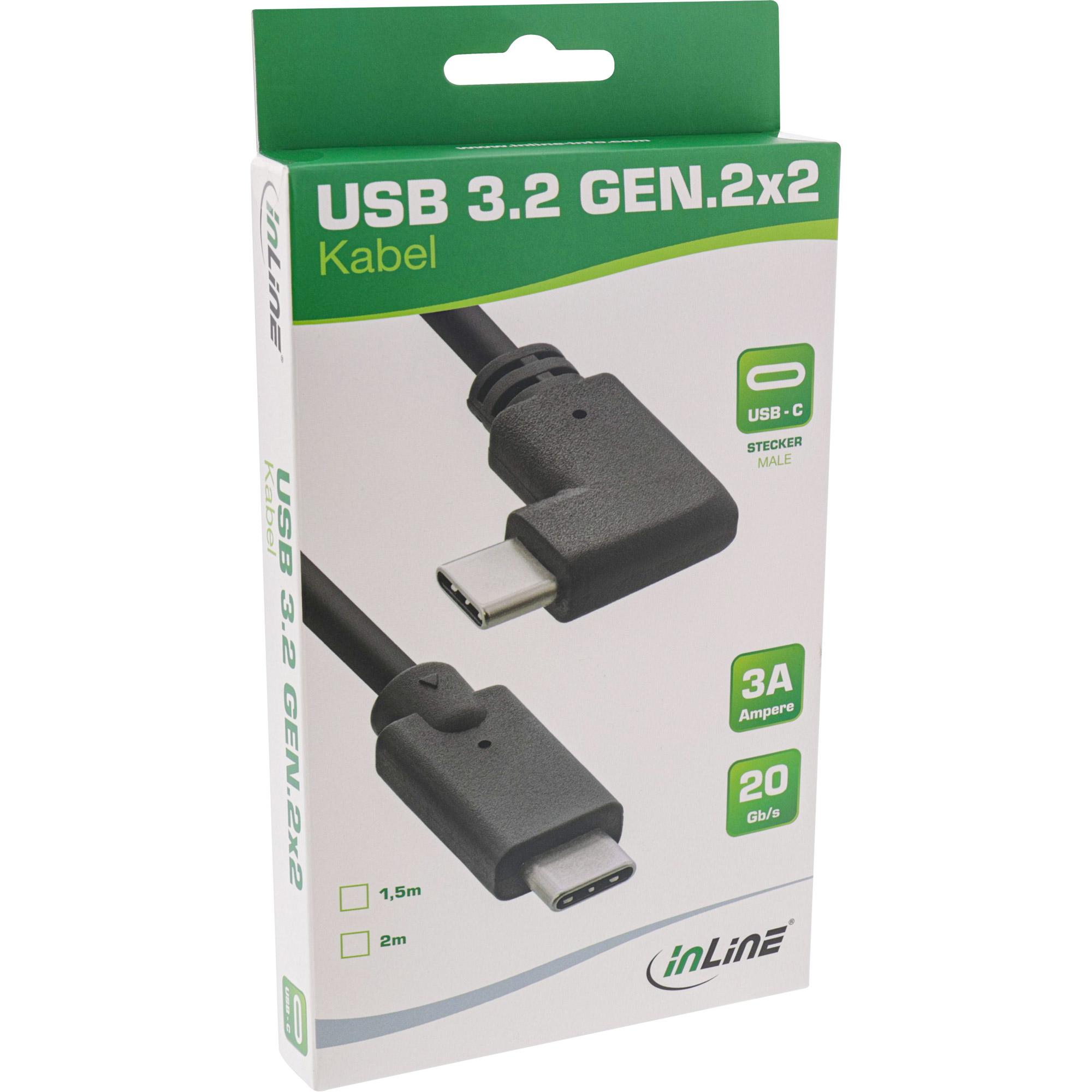 Cavo USB 3.2 Gen.2 - USB-C maschio-maschio angolato - nero - 2m