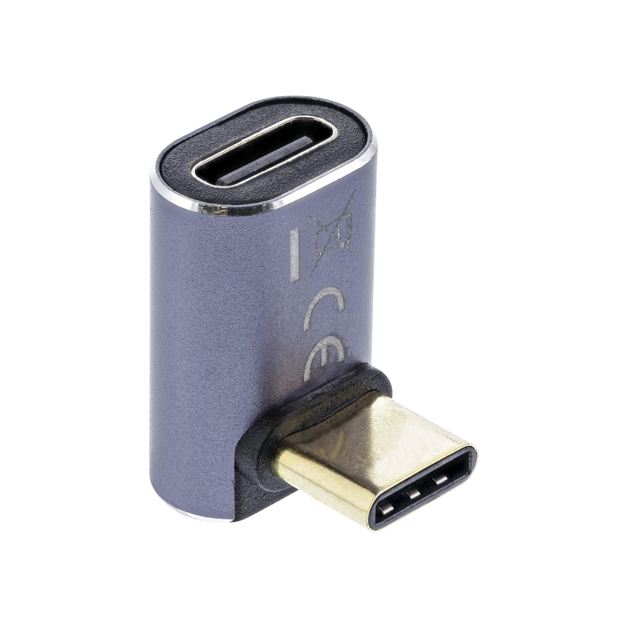 Adattatore USB4 - presa-spina USB-C angolata alto-basso - alluminio
