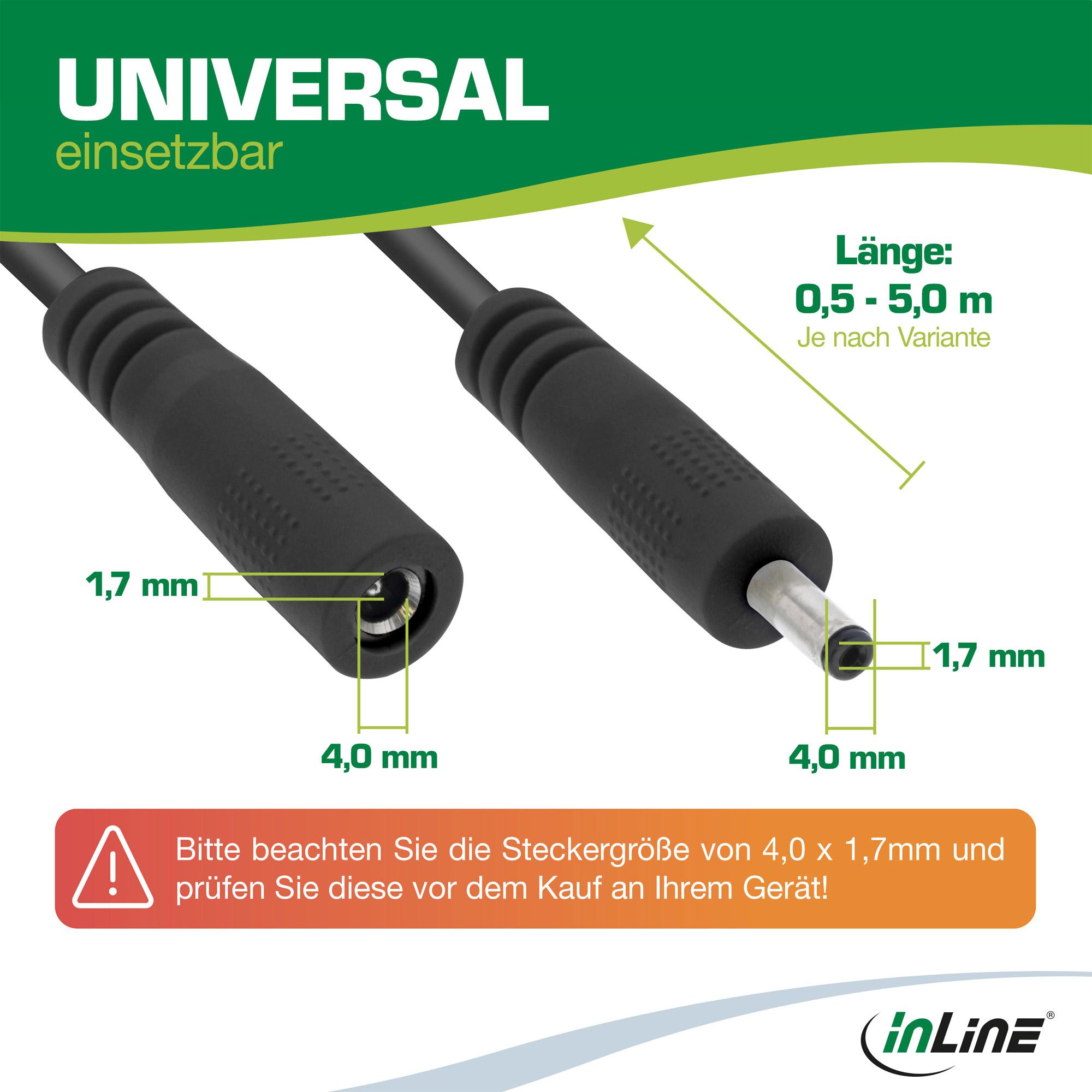 Cavo prolunga DC - Presa DC 4.0x1.7mm - AWG 18 - nero 3m