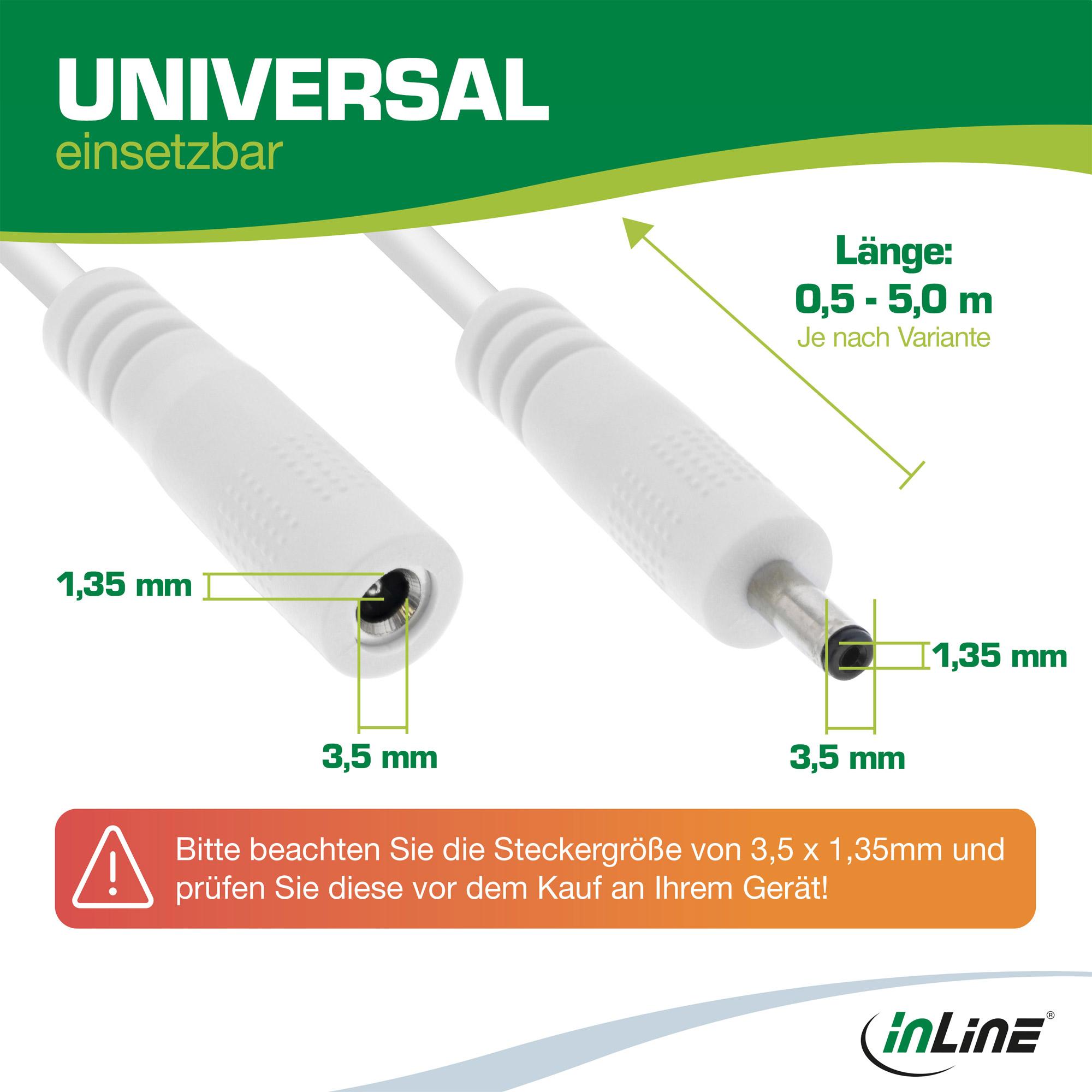 Cavo prolunga DC - Presa DC 3,5x1,35mm - AWG 18 - bianco 5m