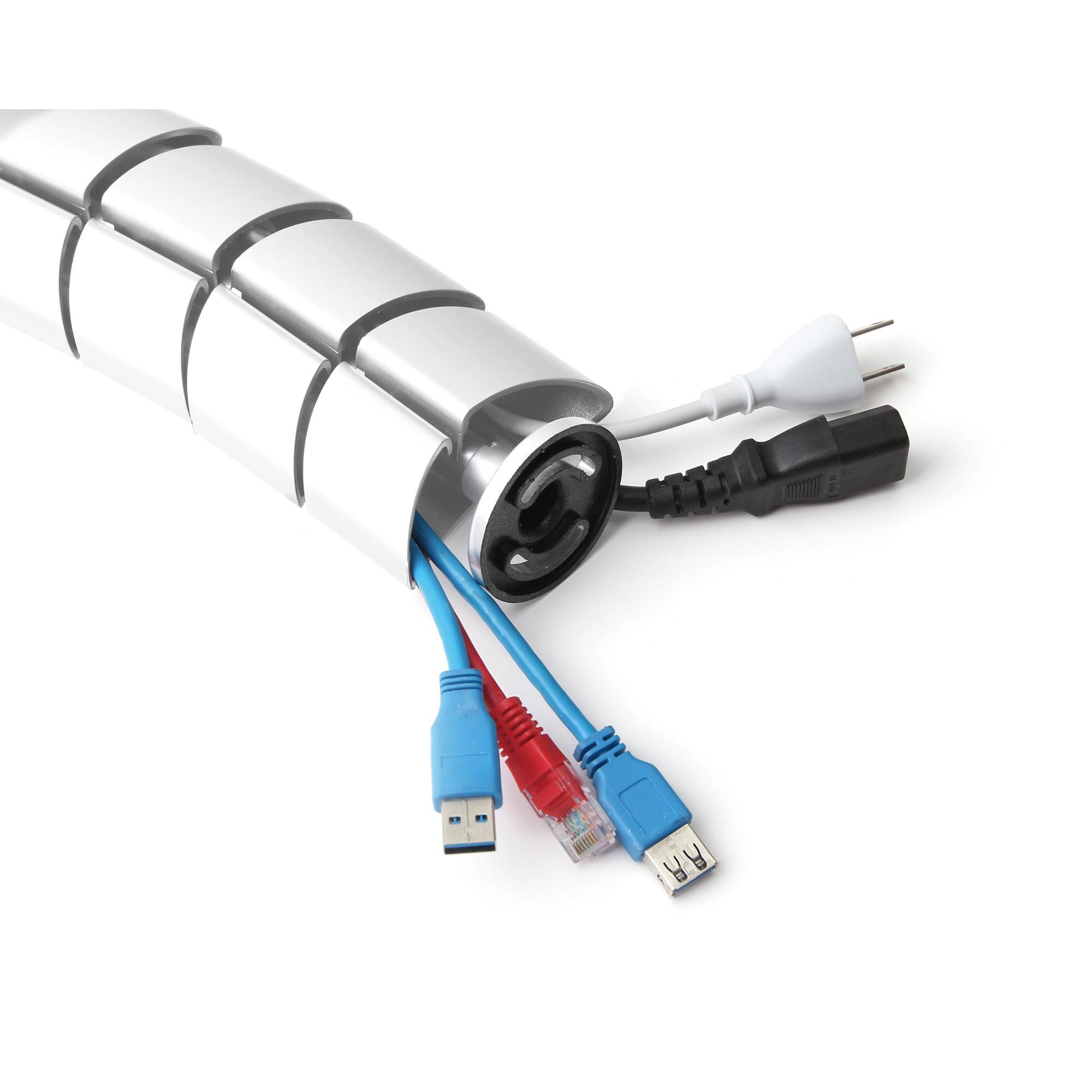InLine - canalina per cavi (verticale) - flessibile 2 camere 08 m - può essere montata sotto il tavolo - bianco (59997C)