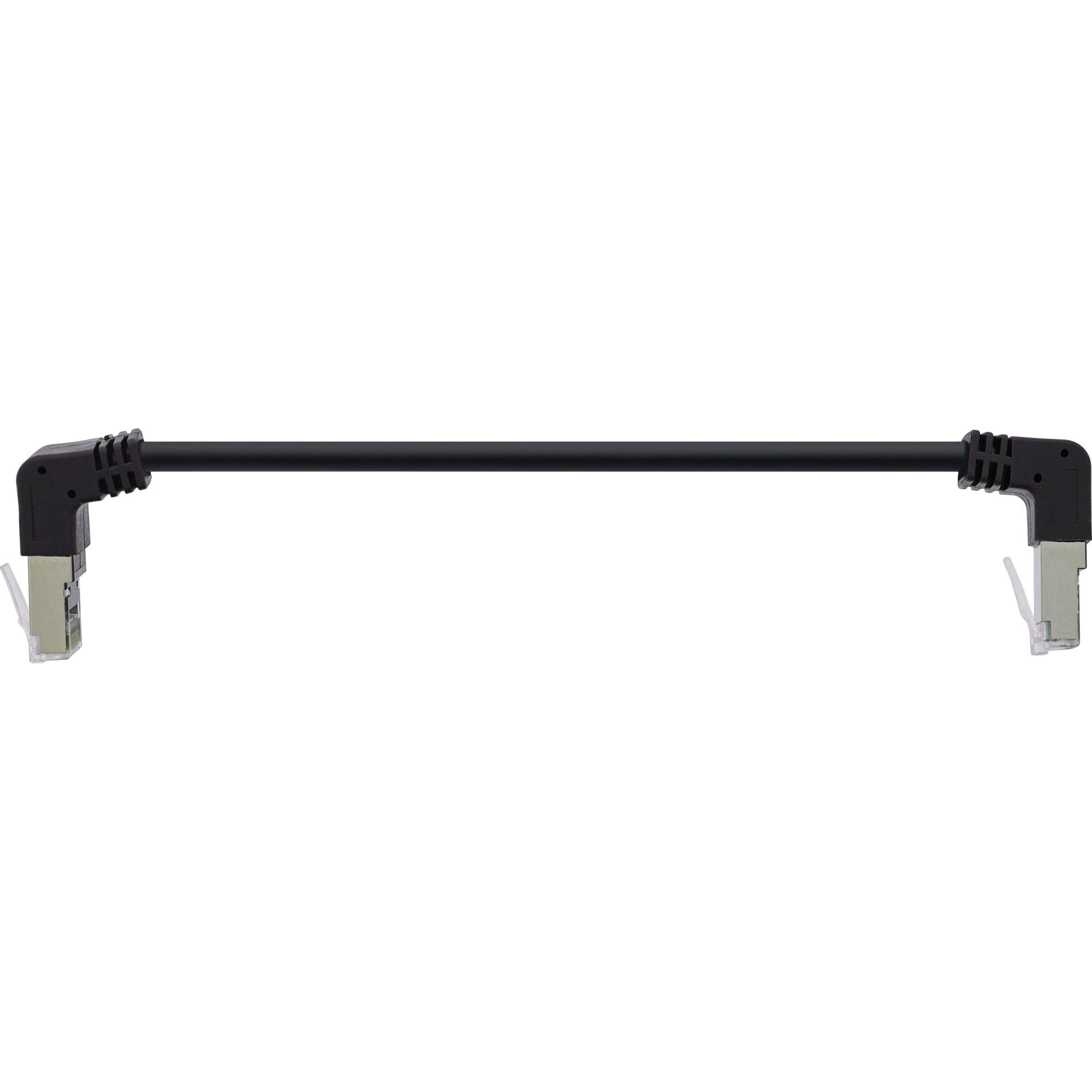 Inline - cavo patch - rj -45 (m) angolato verso l'alto a rj -45 (m) angolato verso l'alto - 15 cm - SFTP, PIMF - Cat 6 - Black